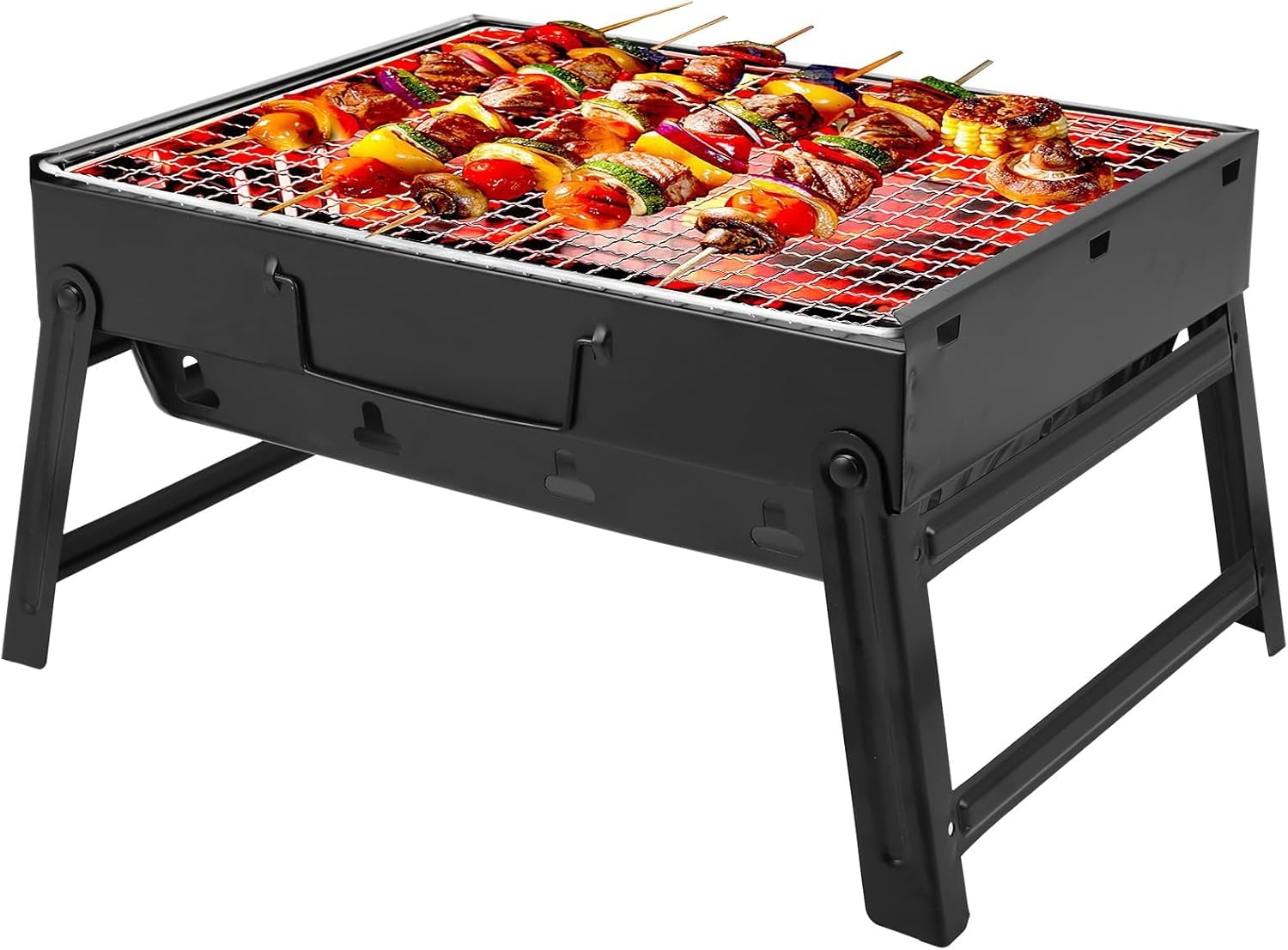 Barbecue au charbon de bois portable et pliable pour bureau, plateau de table, barbecue d'extérieur – Barbecue de pique-nique, barbecue de camping, barbecue de voyage, mini barbecue pliable (35 x 26 x