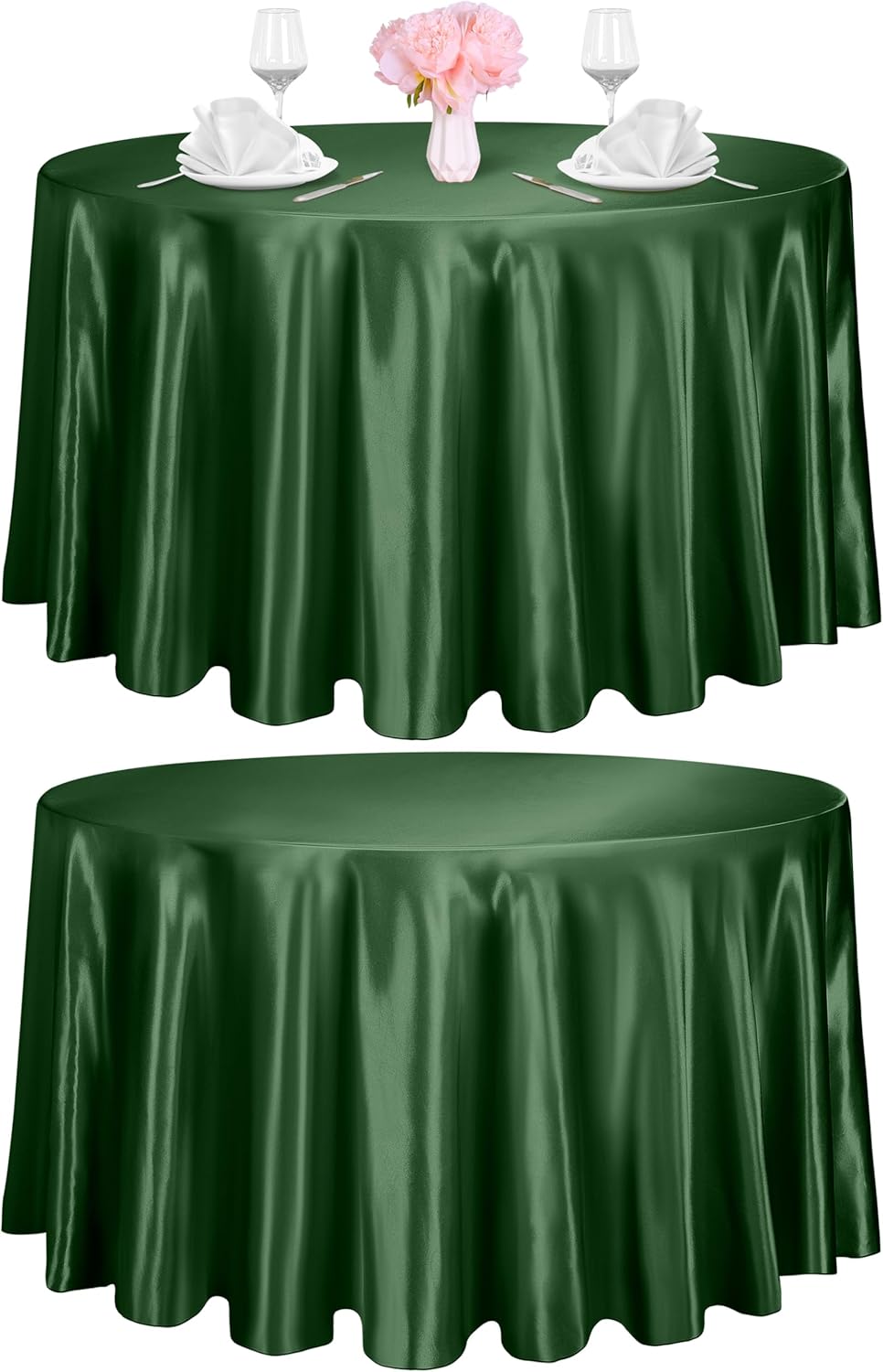 TURSTIN 2 Pieces Christmas Round Satin Tablecloth 120 Inch