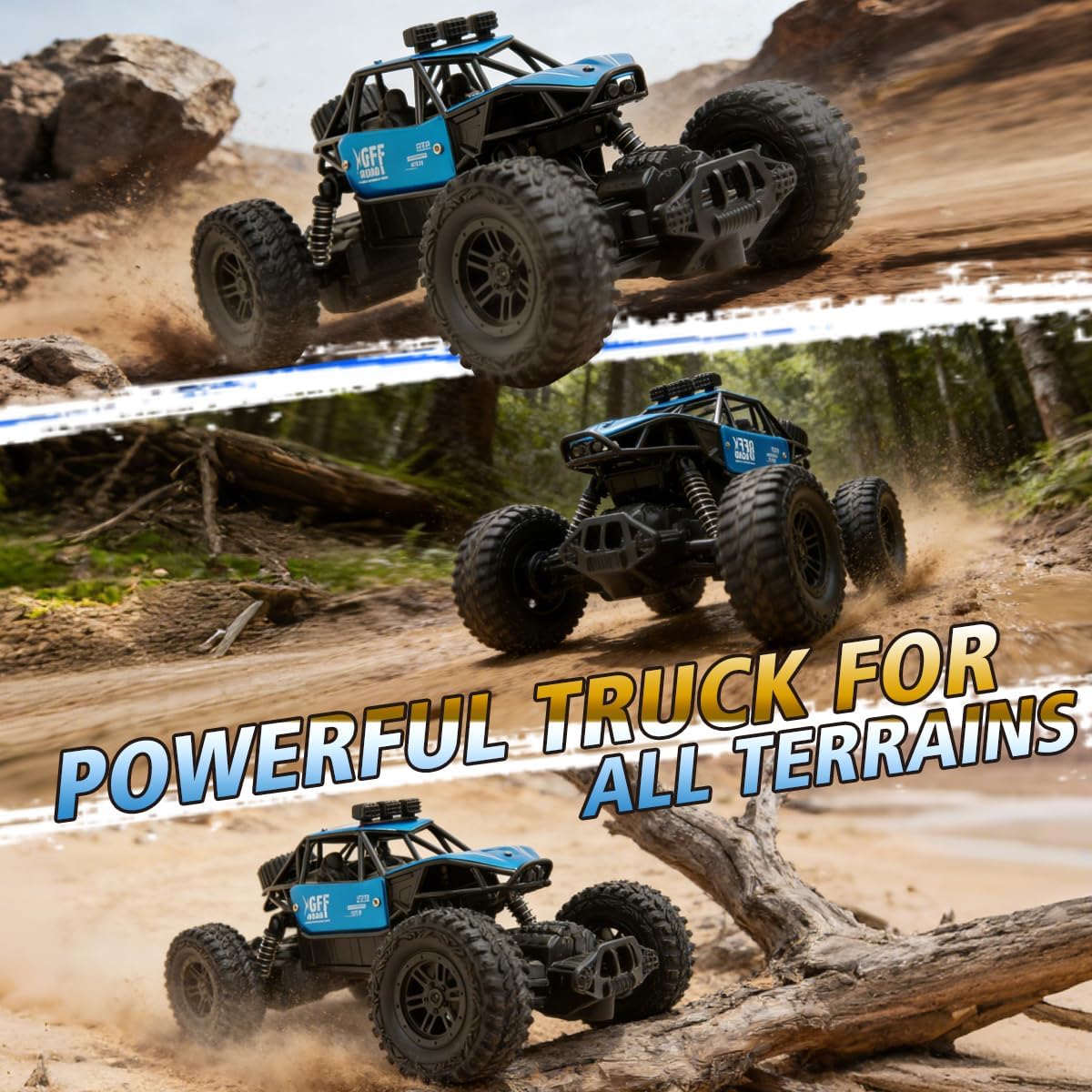 1:18 Scale RC Truck, 2WD Remote Control Car for Kids Ages 4–8, Off-Road Monster Truck Toy with LED Lights & Rechargeable Battery, Easy-to-Drive Vehicle for Boys
