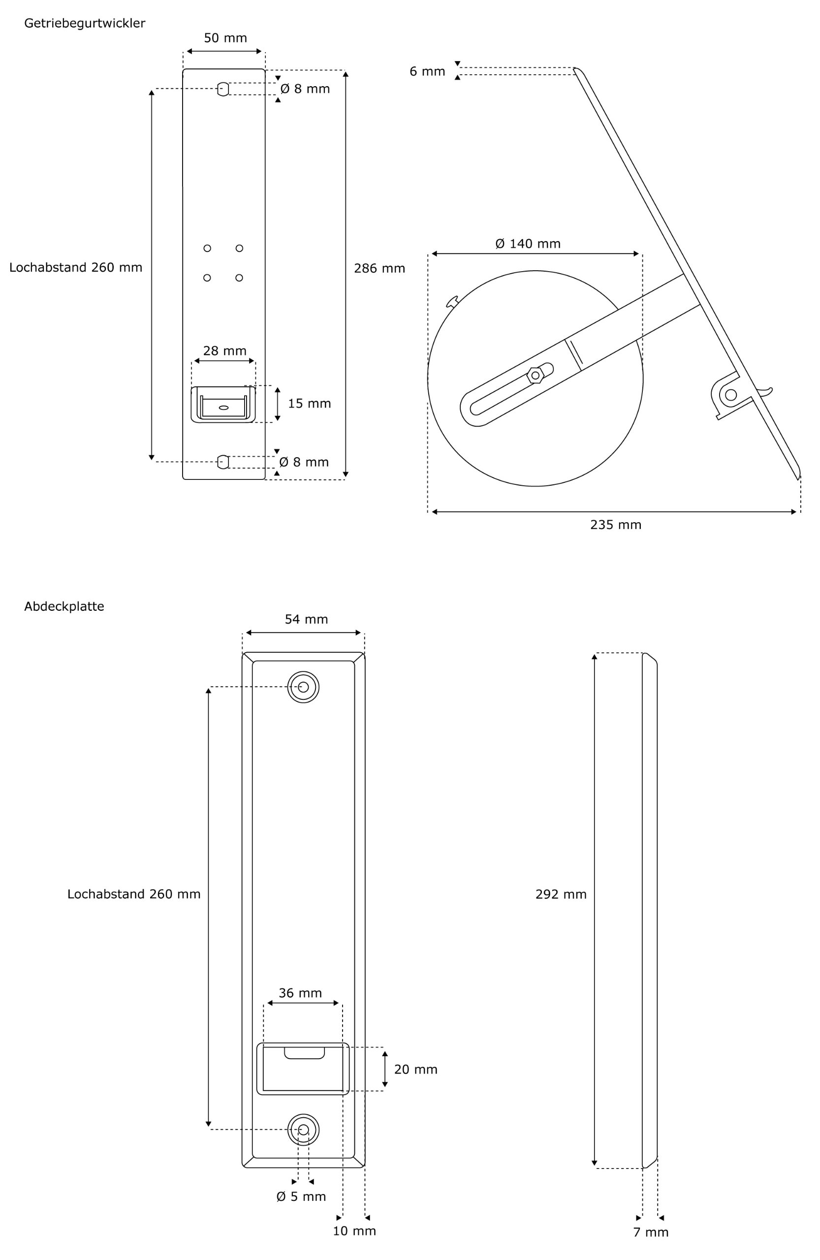 jarolift Avvolgitore da Incasso per Cinghia di Tapparelle, incl. Placca Copriavvolgitore in Plastica, Distanza tra i Fori 260 mm, Bianco