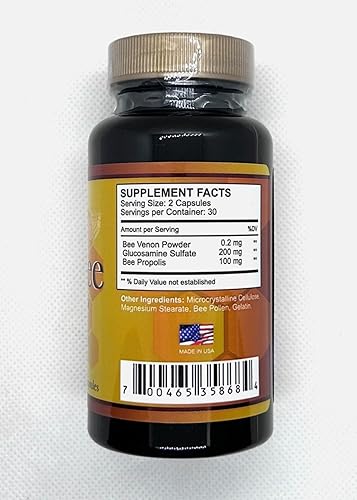 Miniatura 2 de Natural Bio Bee - Veneno con sulfato de glucosamina Veneno Abeja 60 Cápsulas Apitoxina Miel de Manuka Suplemento Dietético