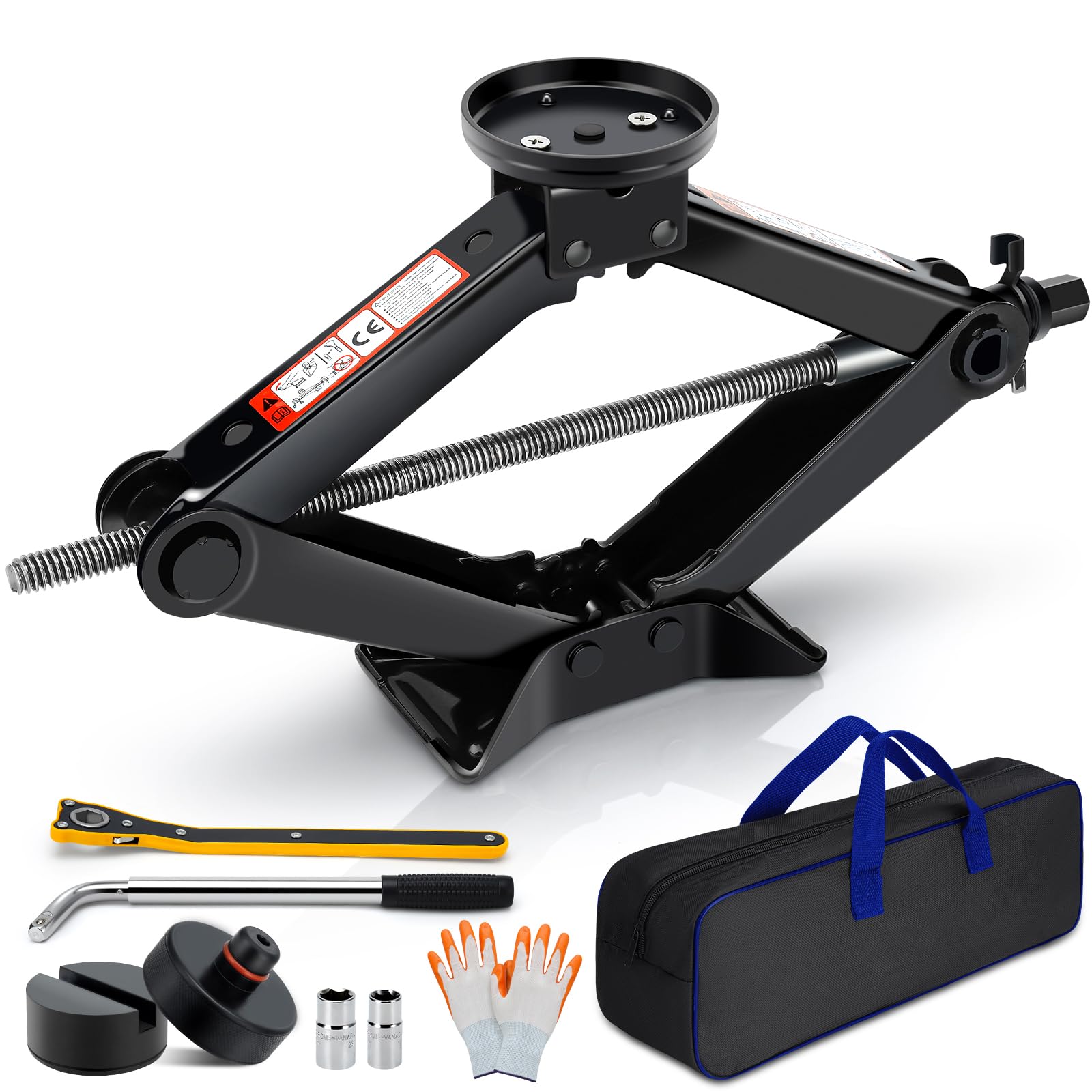 2025 Latest Scissor Jack for Car, Premium Alloy Steel 2.5 Ton Car Jack Kit for Tesla Model 3/Y/S/X, 2 in 1 Universal Tire Changing Kit with 2 Jack