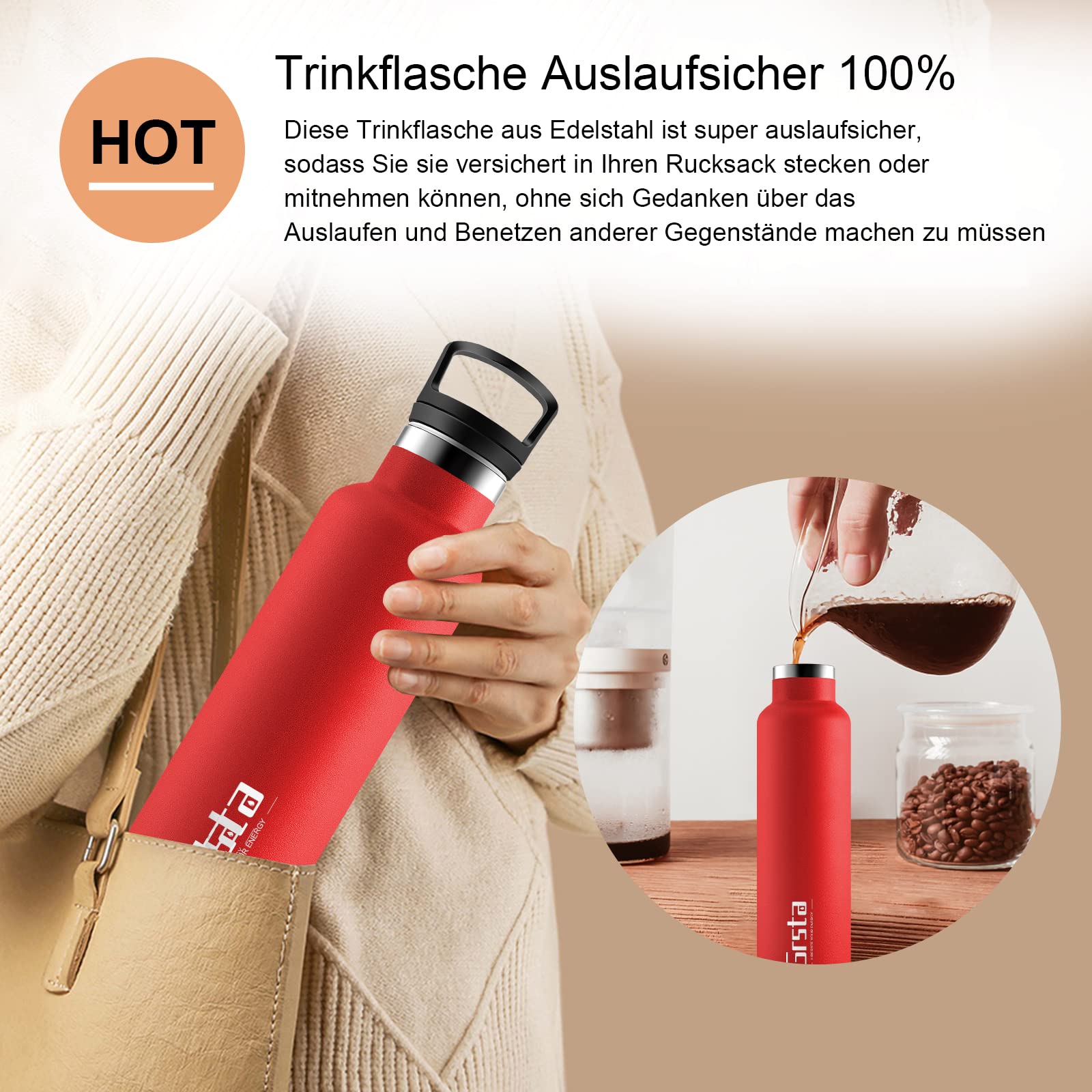Grsta Tritan Trinkflasche 1 Liter – BPA-frei, Auslaufsicher, Mit Fruchtfilter & Lanyard Für Sport, Schule & Outdoor