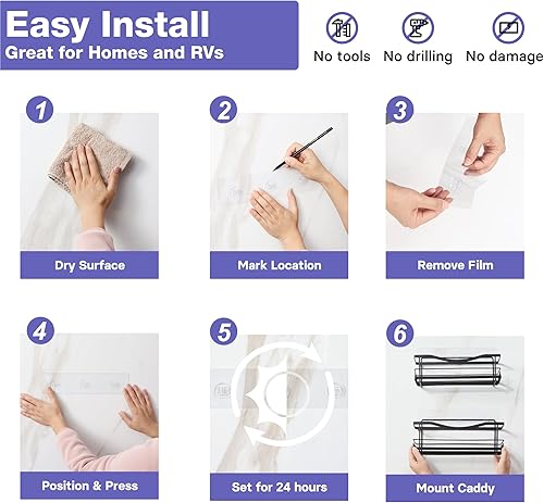 Miniatura 34 de KINCMAX Carritos de ducha de hierro, estantes de baño autoadhesivos para duchas, organizador de pared, estante para champú, estante para despegar