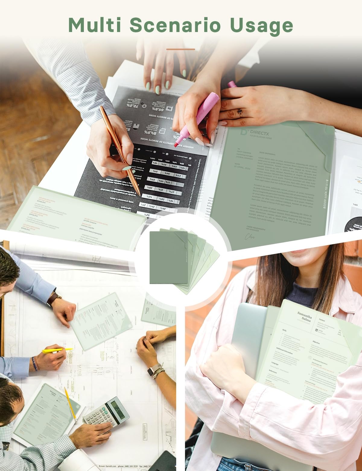 Fundas de plástico para carpetas, bolsillos de plástico para proyectos de papel de 11.9 x 8.5 pulgadas, carpetas transparentes para documentos para suministros escolares y de oficina (paquete