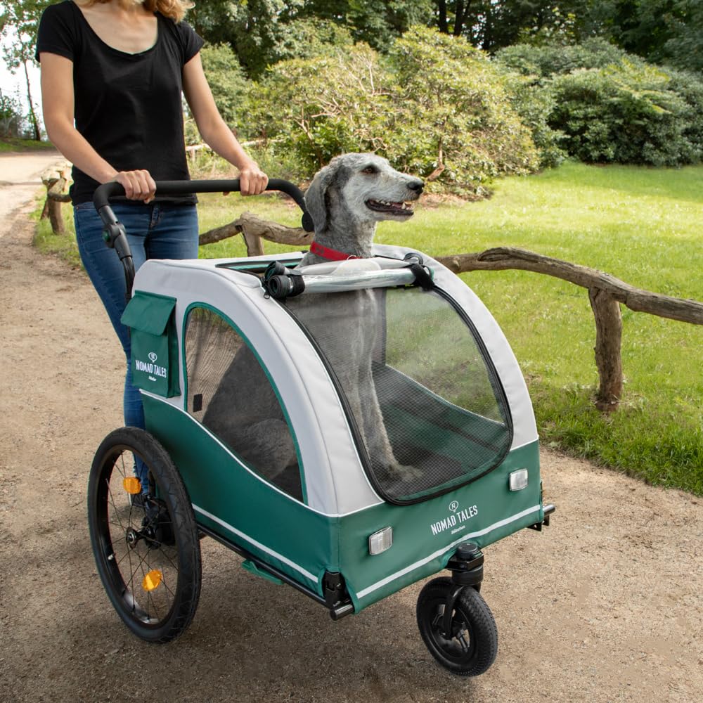 E-Bike Fahrradanhänger & Jogger für Hunde bis 45 KG | 2 in 1 | Geräumige, Wasserabweisende Kabine | Maße: L110 x B84 x H103 cm