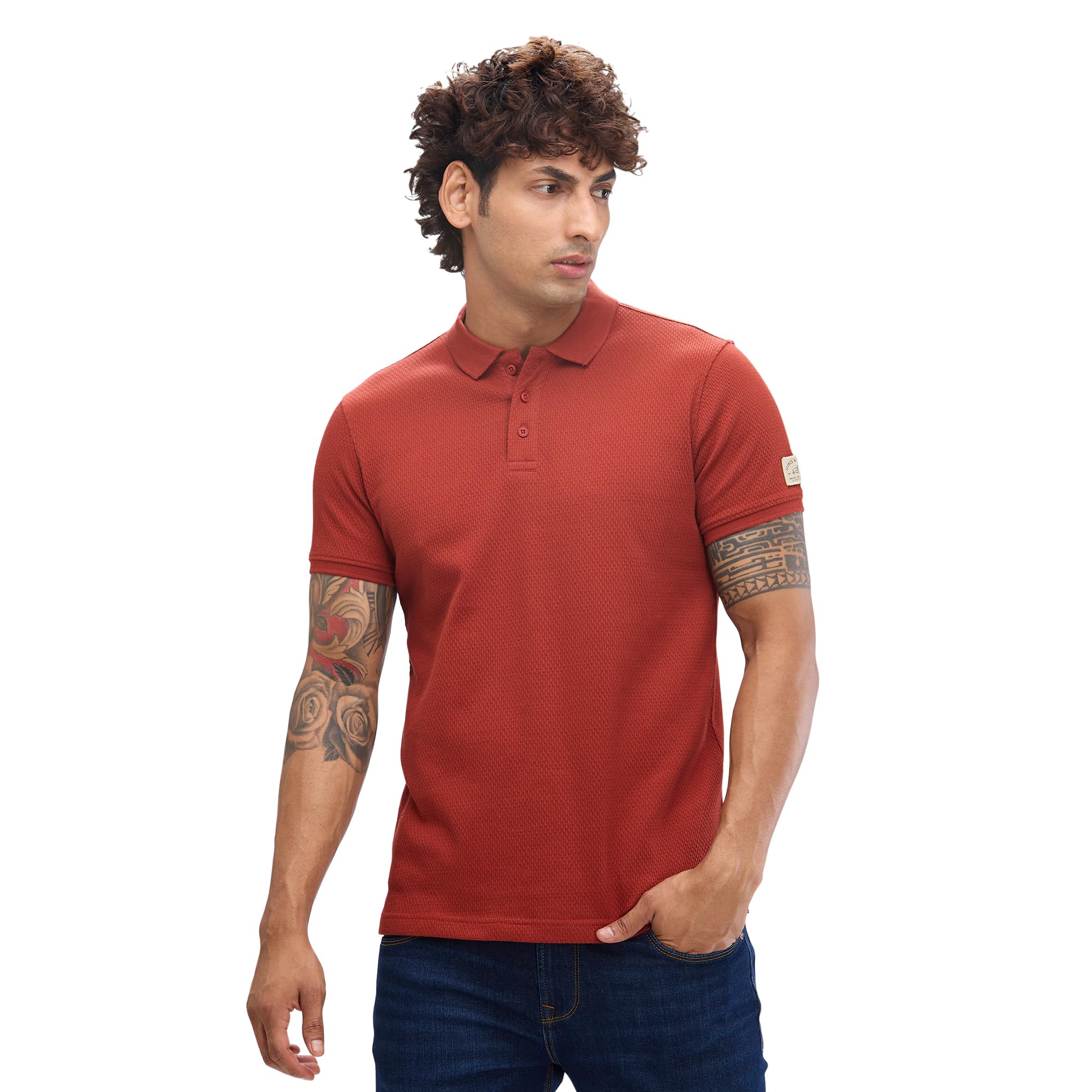 spykar Men's Slim Fit Polo Neck Half Sleeve Solid Casual T-Shirt-picture-11