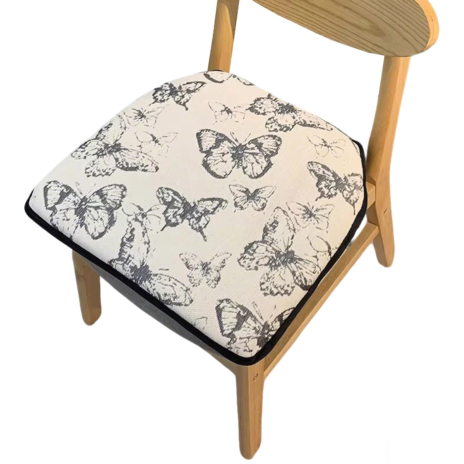 Cojín de asiento para silla de comedor cuadrado con lazos y funda lavable