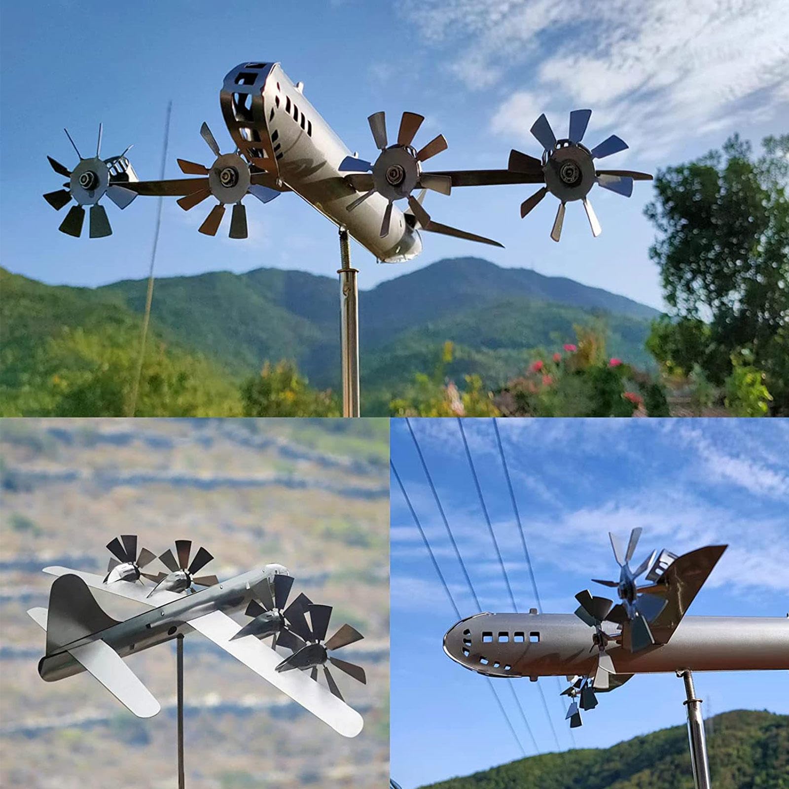 B29 Superfortress Windspiel, Metall Windmuehle, Gartendekoration Metall, WindfäNger, füR Garten Balkon Rasen Garten Dekoration
