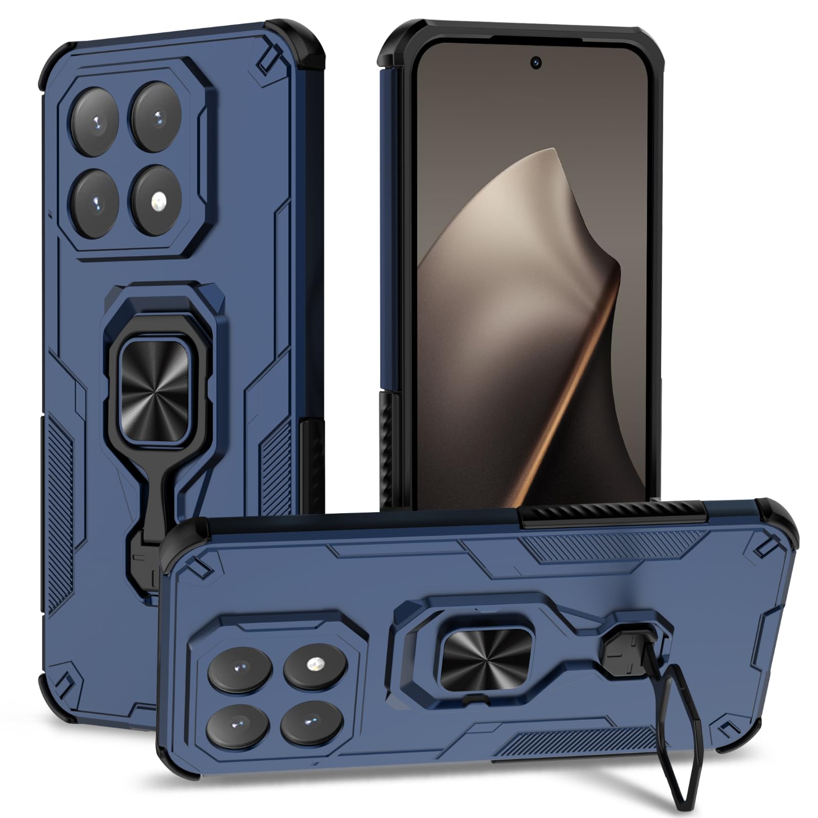 Funda para Samsung Galaxy A13 4G con Cristal Templado Protector Pantalla, Carcasa Antigolpes con Soporte anular metálico, Case Protectora de Grado Militar, Negro — view 181