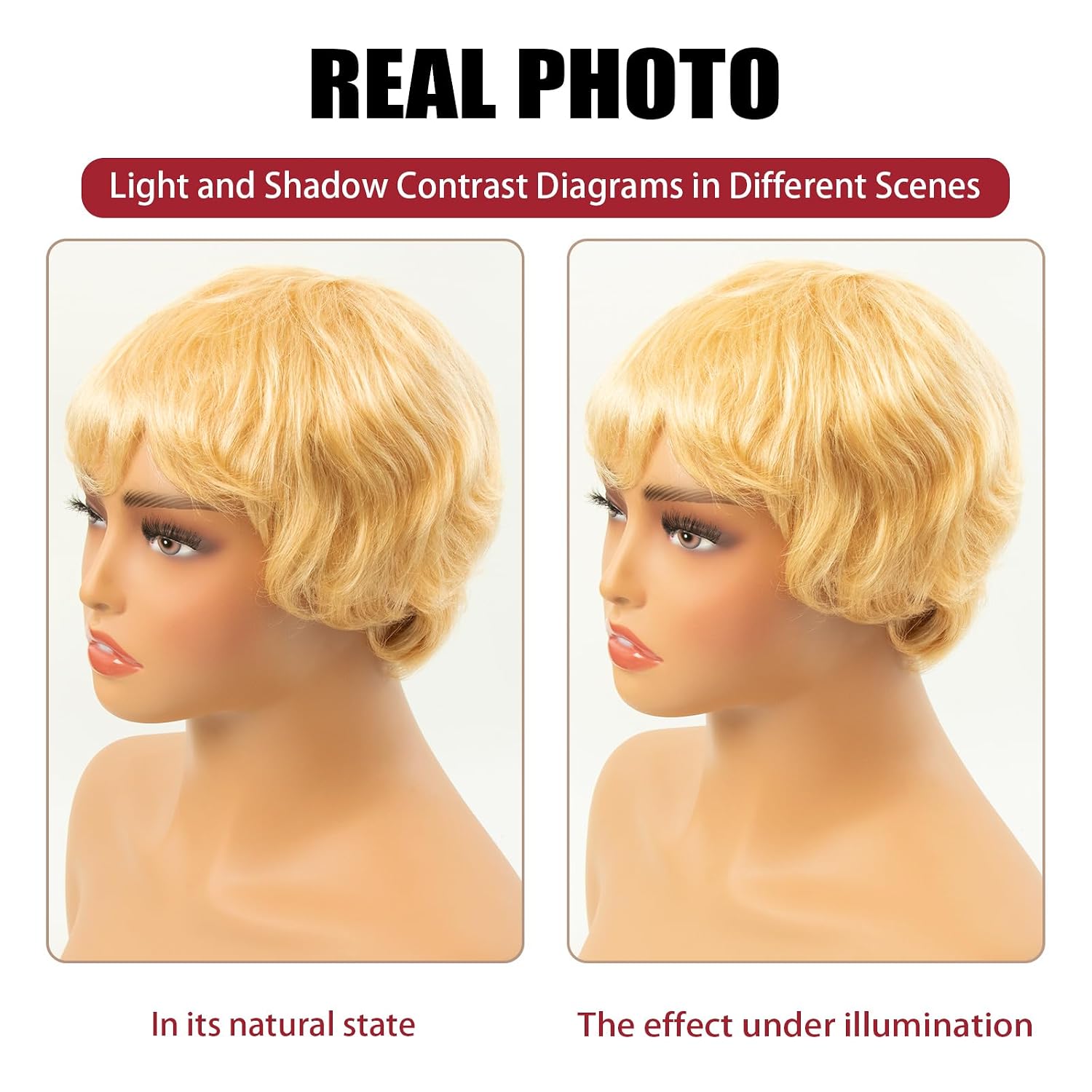 Pixie Cut Human Hair Wig Short Layered Pixie Cut Style for Women Honey Blonde 613 Color for Summer Daily Use Glueless Brazilian Virgin Human Hair Wigs