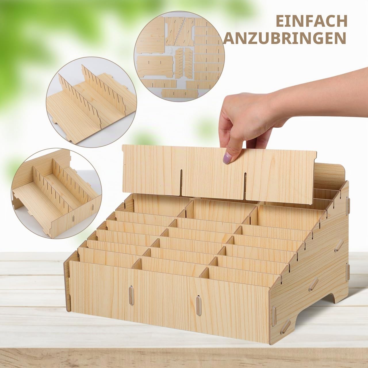SOIMISS Handy-Aufbewahrungsbox mit 30 Fächern – Handyhalter aus Holz für Klassenzimmer, Schulungen & Seminare – Smartphone-Ablagebox – Telefon Organisator für Klassenzimmer & Büro (30)