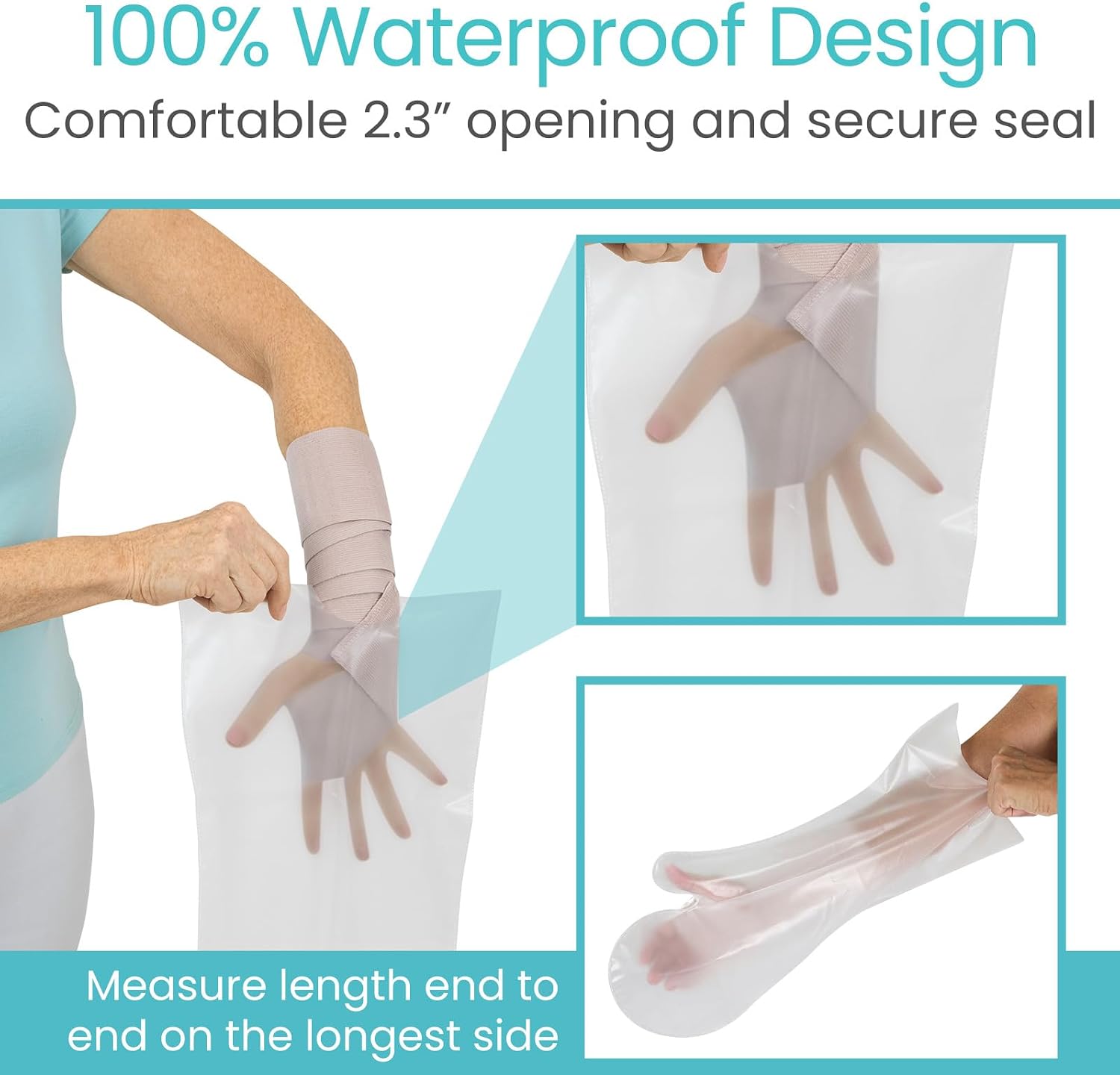 Vive Arm Cast Covers for Shower (2 Pack) - Waterproof, Adult Cast Protector Sleeve Bag for Showering Bath