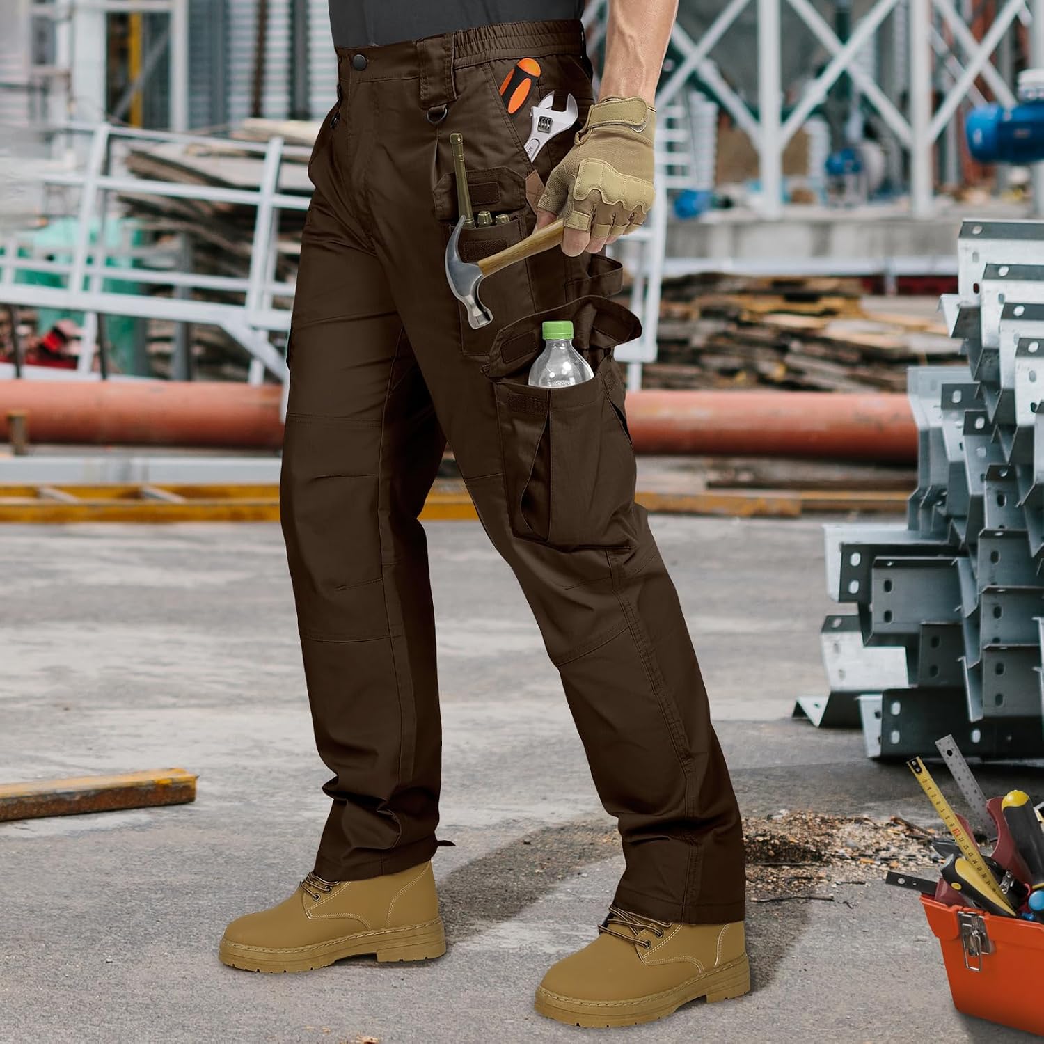  Men's Ripstop Tactical Pants Stretch Cargo Work Hiking Pants | 9 Pockets Heavy Duty Reinforced Knees EDC Relaxed Fit Breathable Outdoor Hunting Carpenter Construction thumbnail