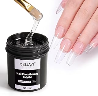 XEIJAYI Poly Nail Extension Gel Clear 150g – UV/LED Builder Gel for Nail Extensions, Acrylic Crystal Polygel Kit, Salon & DIY Nail Art, Long-Lasting Phototherapy Nail Gel – No Slip, Self-Leveling
