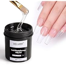 XEIJAYI Poly Nail Extension Gel Clear 150g UV/LED Builder Gel for Nail Extensions, Acrylic Crystal Polygel Kit, Salon & DIY Nail Art, Long-Lasting Phototherapy Nail Gel No Slip, Self-Leveling