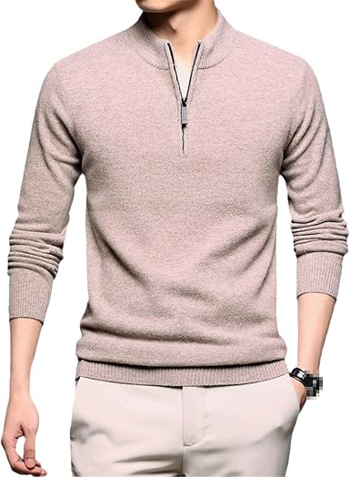 Wool Pullover Men Sweater Fashion Half 