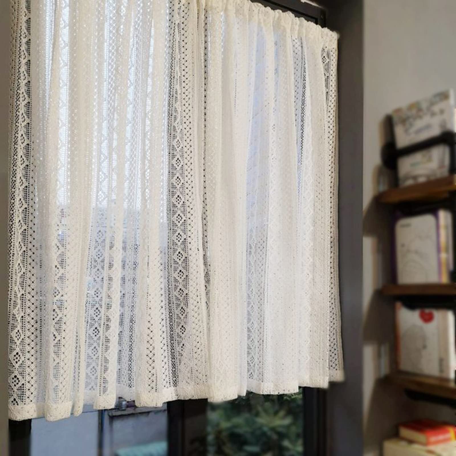 Cenefas de encaje blanco LUNEZY para tapar armarios y ventanas de comedor