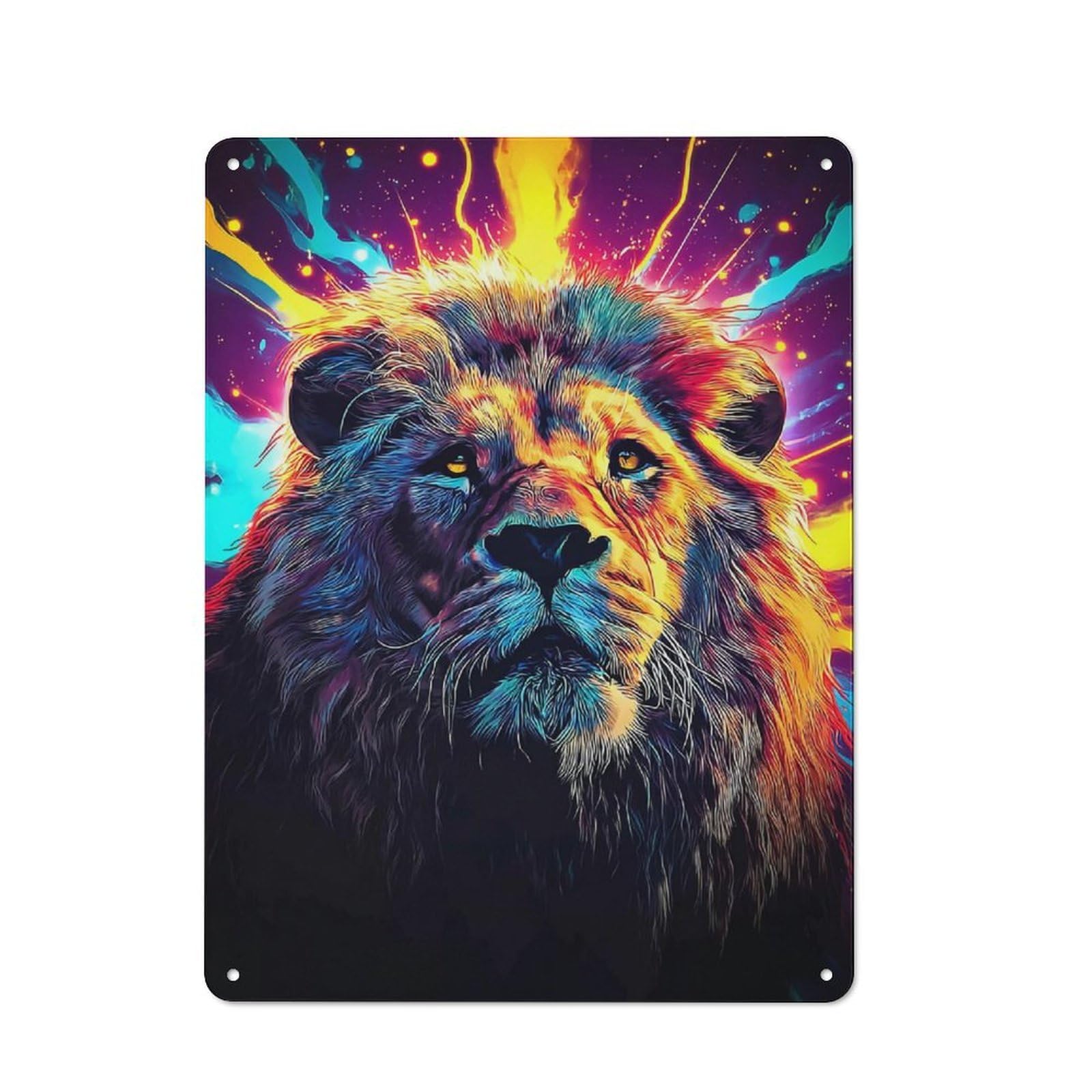Junmoney Electric Lion Energy Artwork Retro Tin Wall Plaque 40X30cm For Garage Or Workshop, A Metal Wall Feature For Garages And Tool Rooms