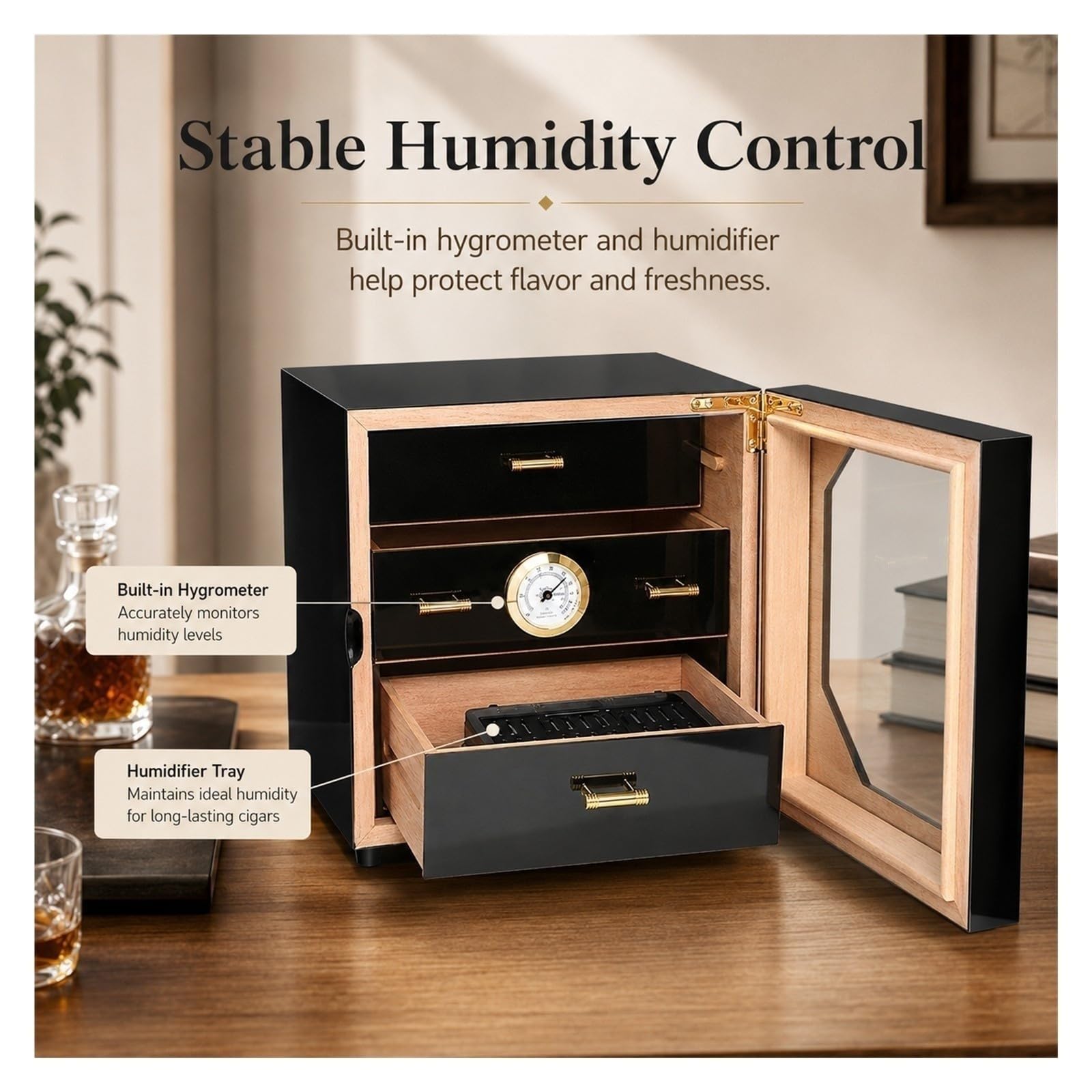 Gabinete for cigarros de Madera de Cedro Premium