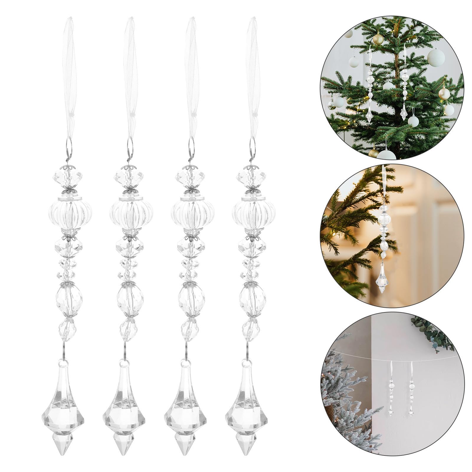 Toyvian 16 Stück Transparente Acryl Tropfenhänger für Weihnachtsbaum | Leicht, Bruchsicher Gefertigt, für Innenraumdeko und Festliche Tischarrangements, Klare Form, Elegant