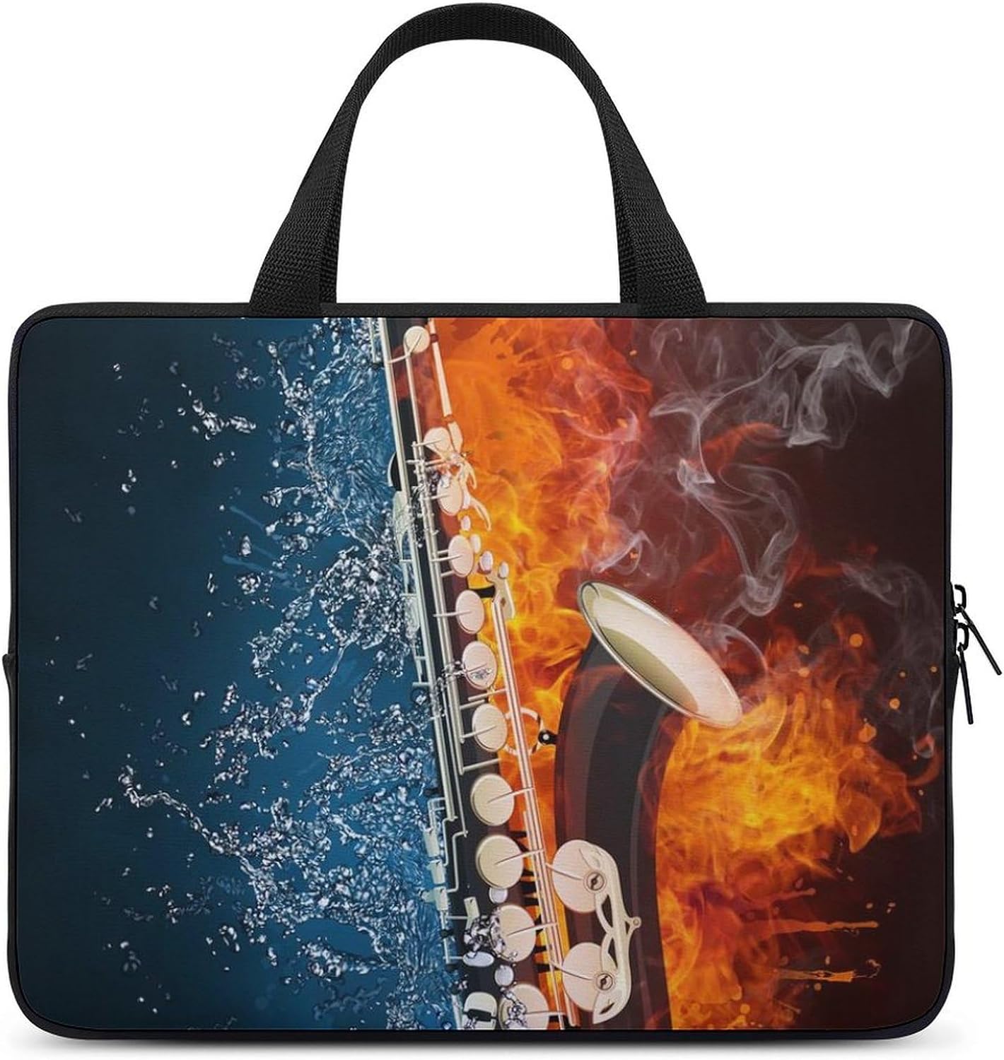 Saxophone in Fire And Water Laptop Bag Computer Case Lightweight Work Bags Briefcase Handbags for Women Men