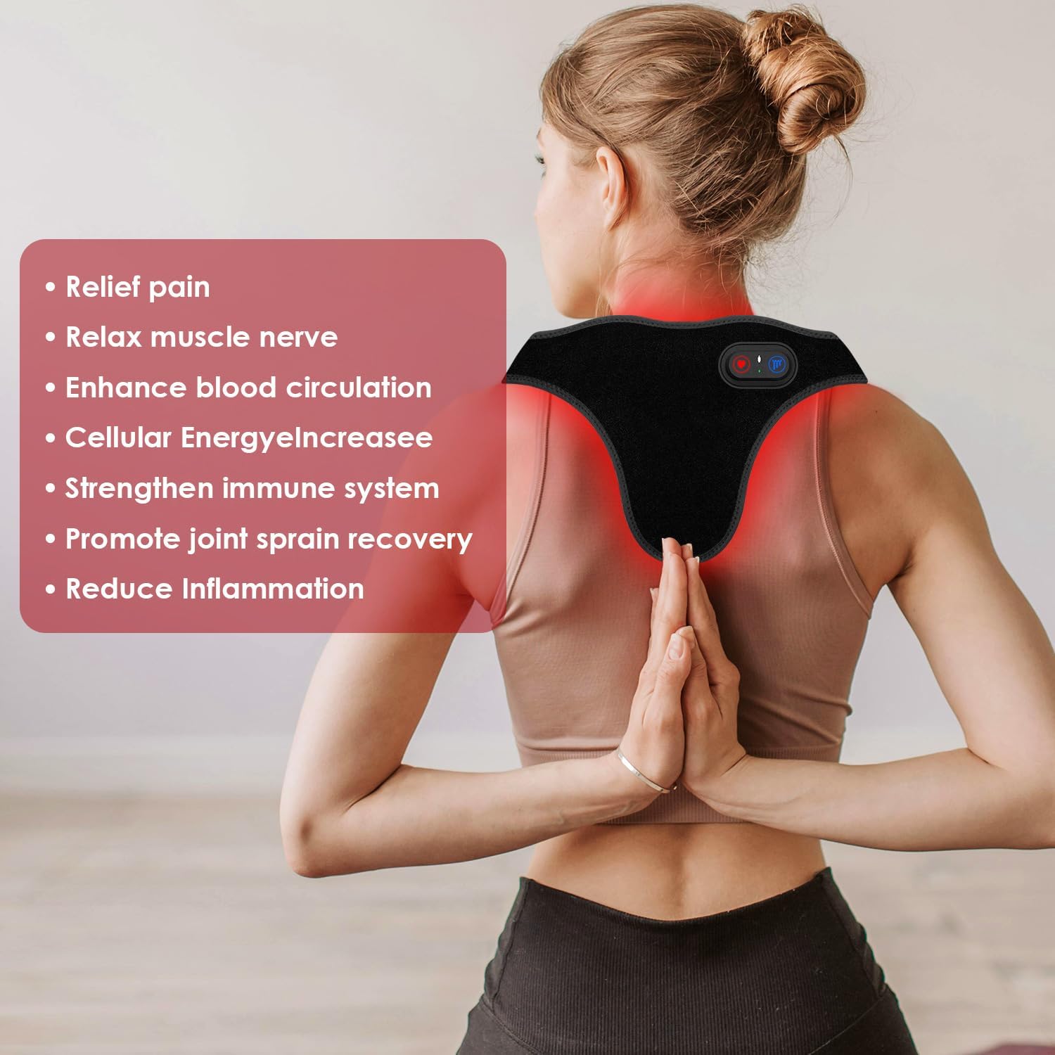 Red Light Therapy Neck and Shoulder Pad,Tap C Charging with 2000 mAh Battery, 660nm&850nm Red Light pad