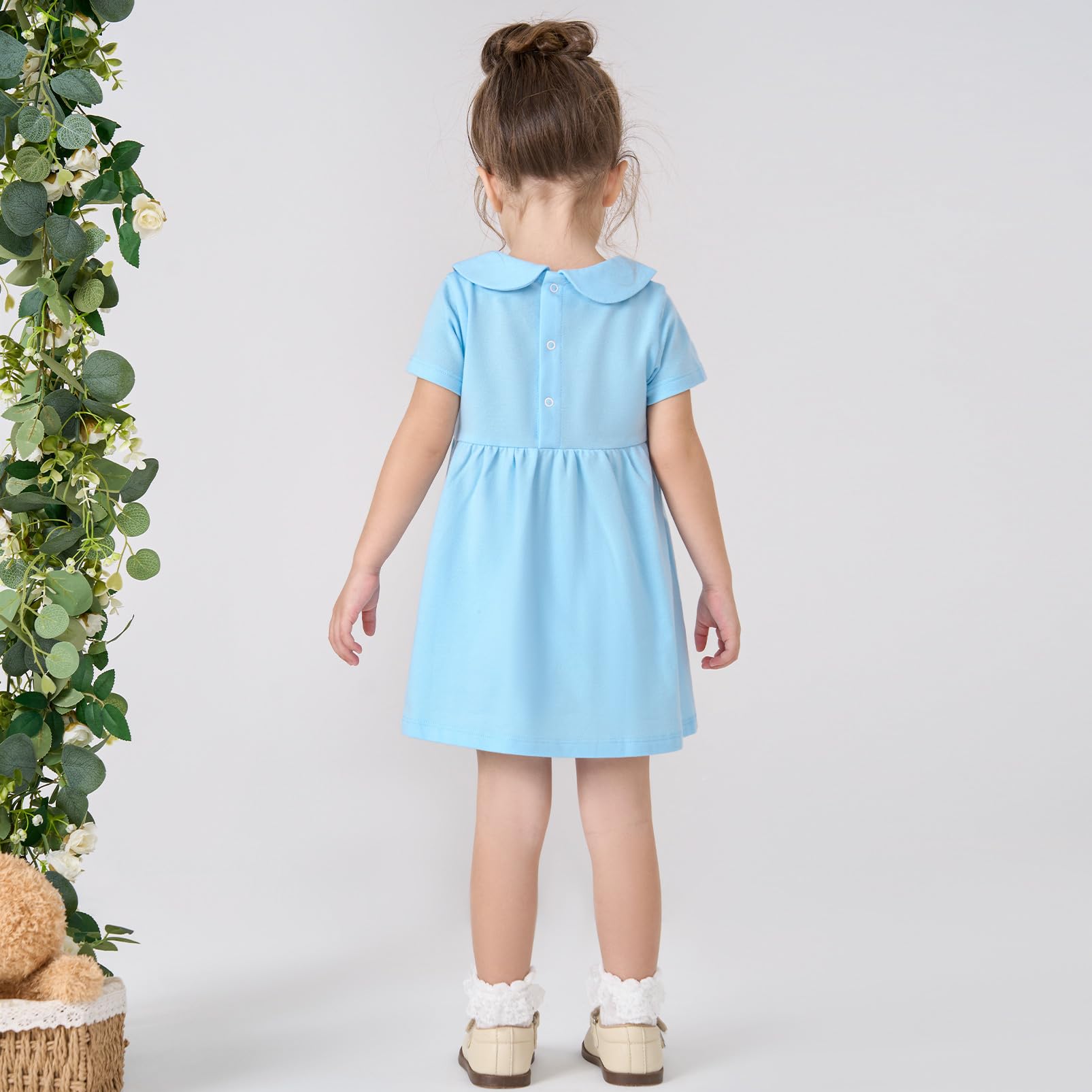 pureborn Vestido de algodón para niña, de 0 a 6 años, color liso