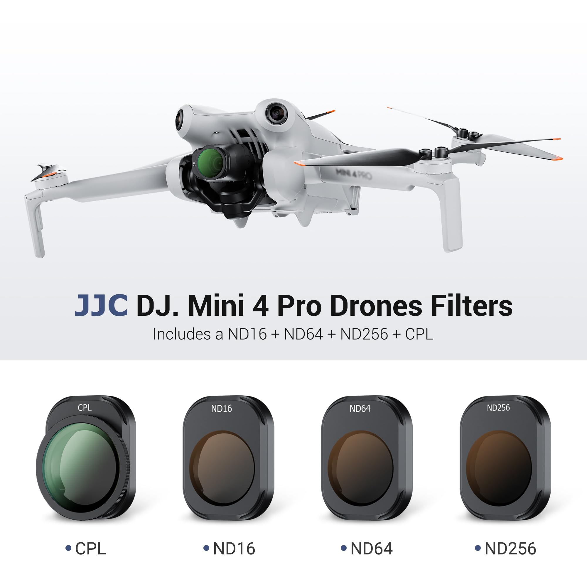 JJC ND CPL Filter Kit Compatible with DJI Mini 4 Pro, 4 Pack ND16 ND64 ND256 Neutral Density Fixed Filters CPL Polarizer - Image 2