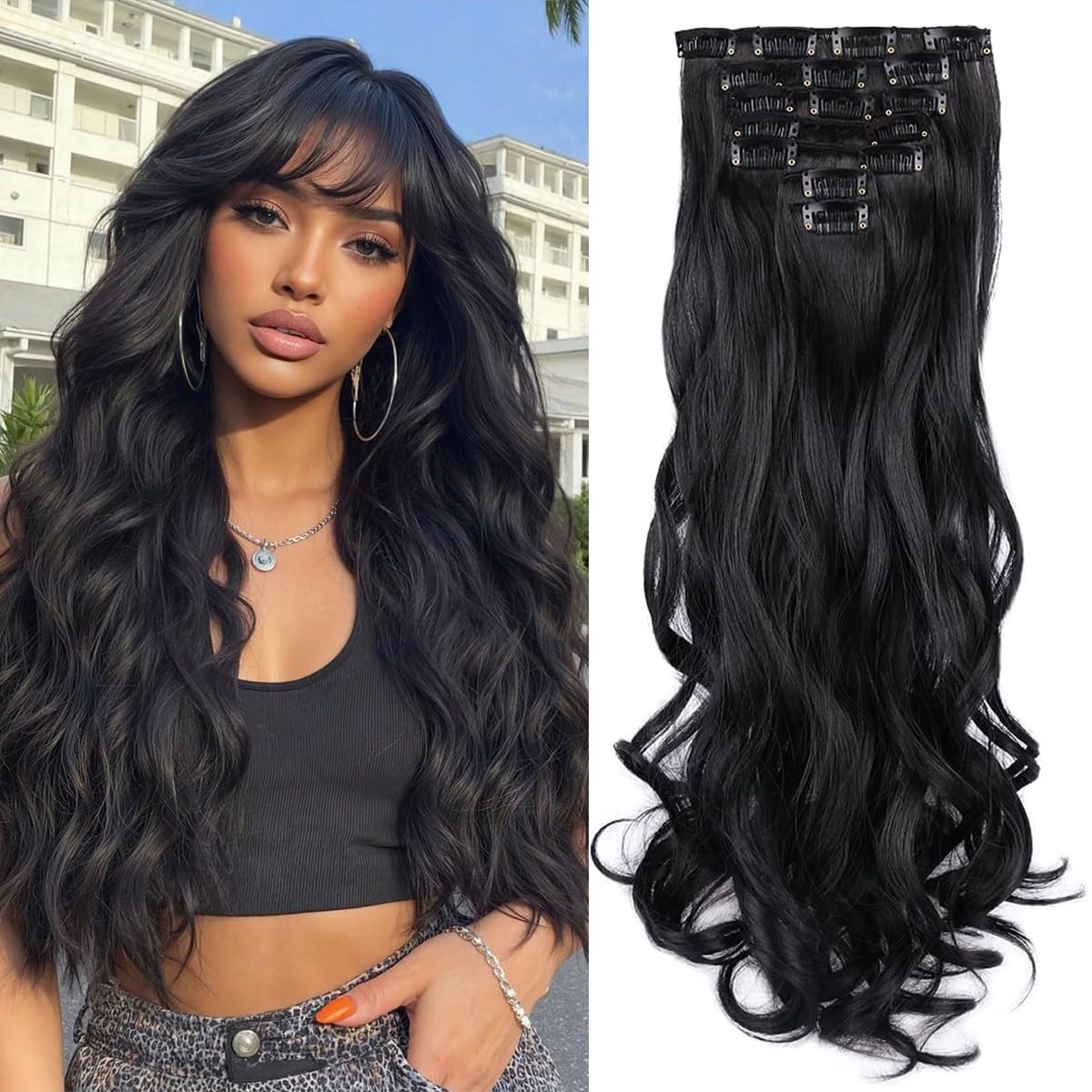 22 Inch Clip In Human Hair Extensions Straight 7 Piece Set 22 inch SEGO Clip in Hair Extension Human Hair One Piece  main image 2