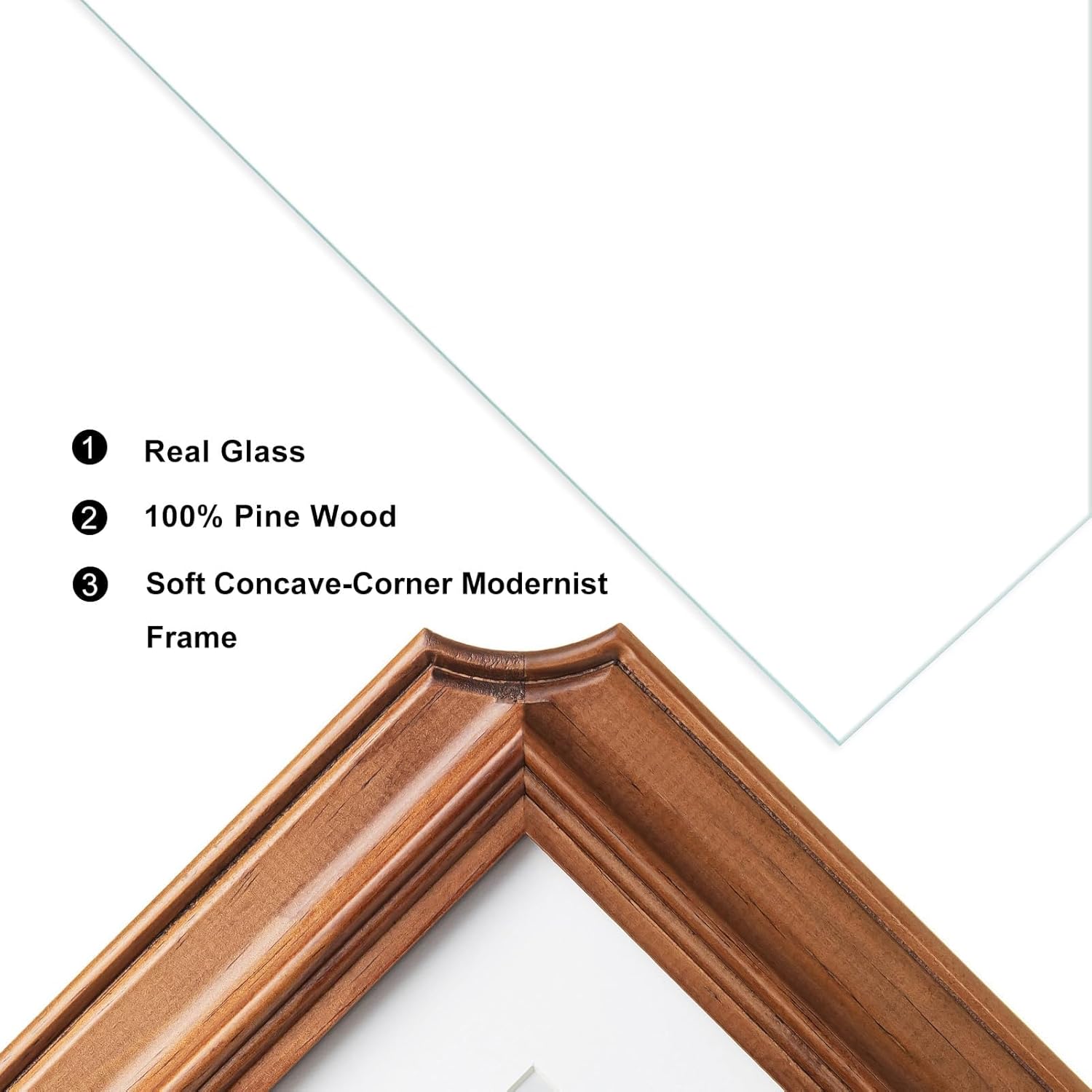 8x10 Octagonal Picture Frame, Walnut-Colored Pine Wood with Real Glass, Matted to 5x7, Vertical and Horizontal for Tabletop or Wall Hanging Display Photo Frame - Image 4