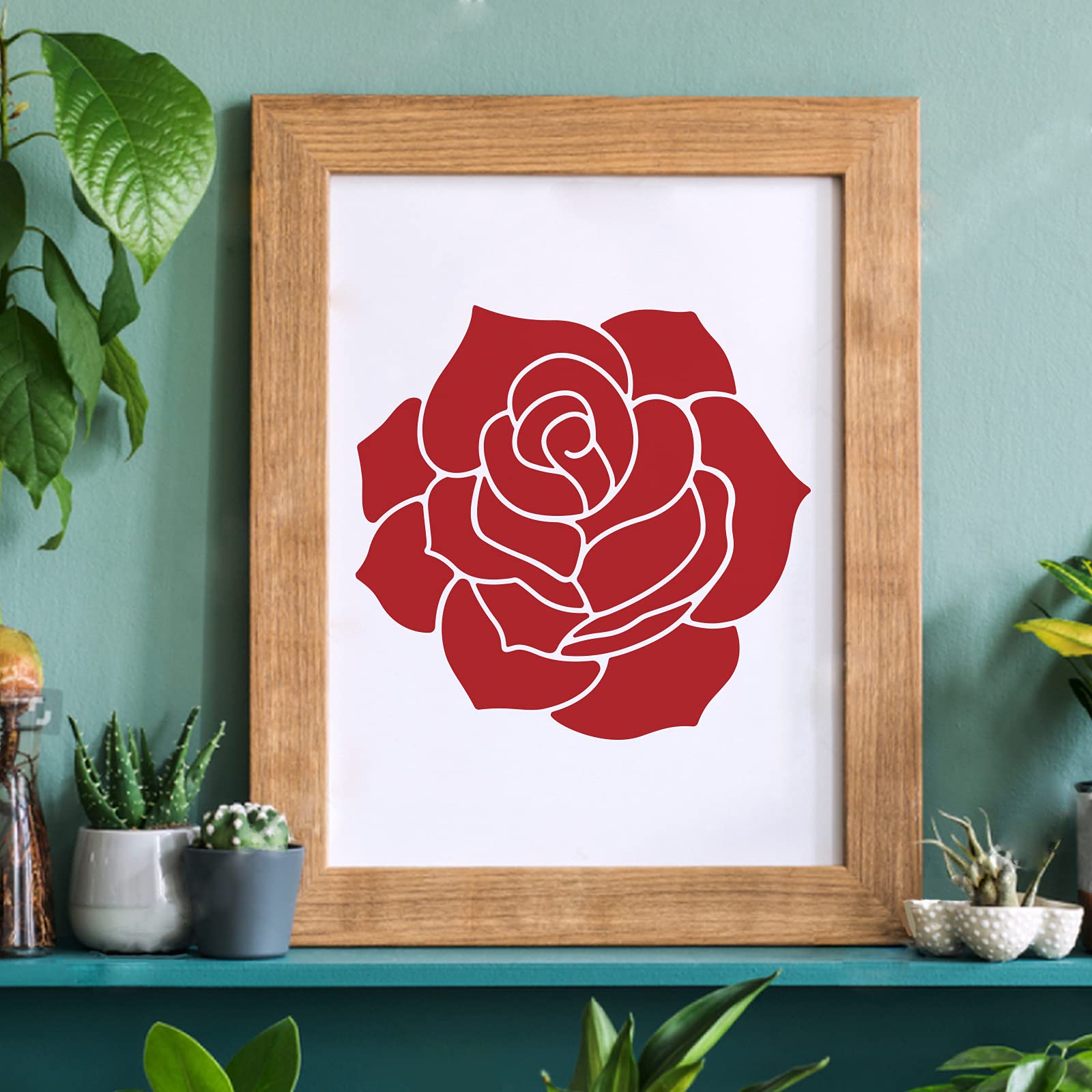 FINGERINSPIRE Stencil Floreale Broccato 30x30 Cm Con Pennello - Sagoma Riutilizzabile Per Pittura Fai Da Te