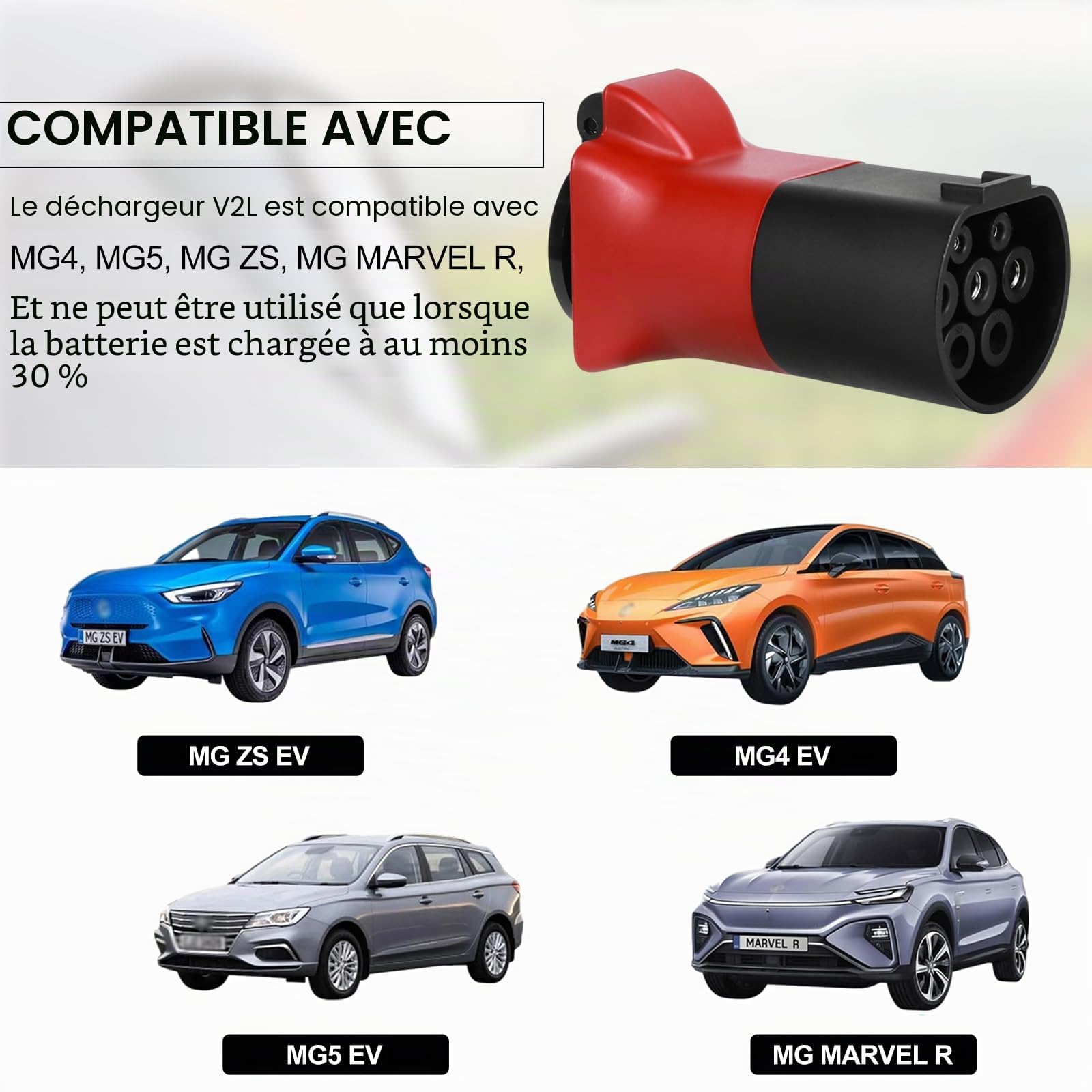 Adaptateur MG4 V2L Type2 vers adaptateur Schuko 16a 3,5kw 230V, compatible avec les modèles MG4, MG5, MG ZS et MG MARVEL R, pour l'alimentation en camping, en voyage et en conduite autonome