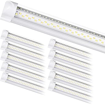 8ft LED Shop Light Fixture - 100W 15000LM 5000K 12 Pack, 8 Foot V Shape LED Strip Lights, 96" T8 LED Tube Light for Garage, Linkable with Plug