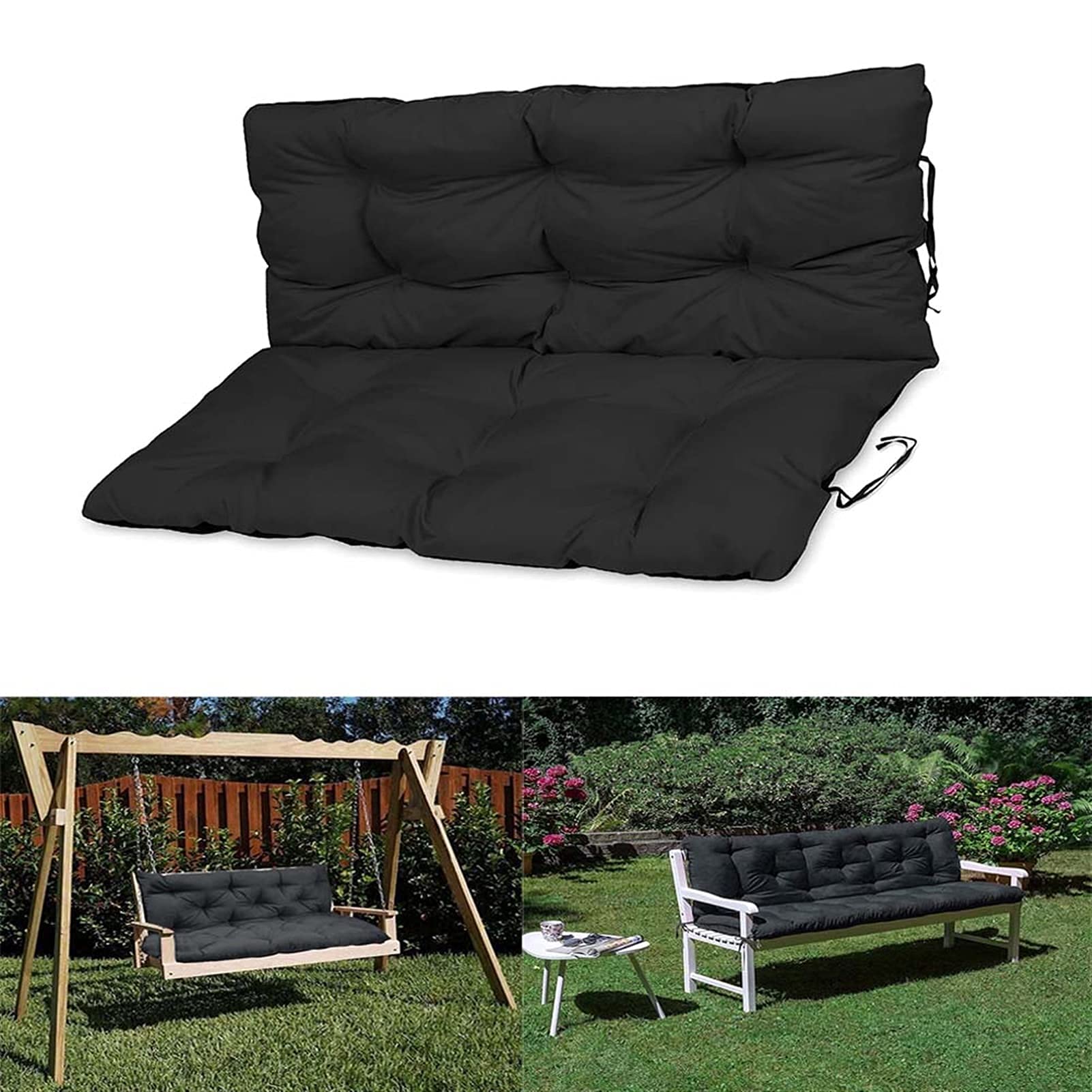 Wasserdichtes Gartenbank-Kissen-Set für 2- und 3-Sitzer-Schaukel, Hängematte, Paletten-Holzstühle, Rückenlehnenpolster inklusive Garten