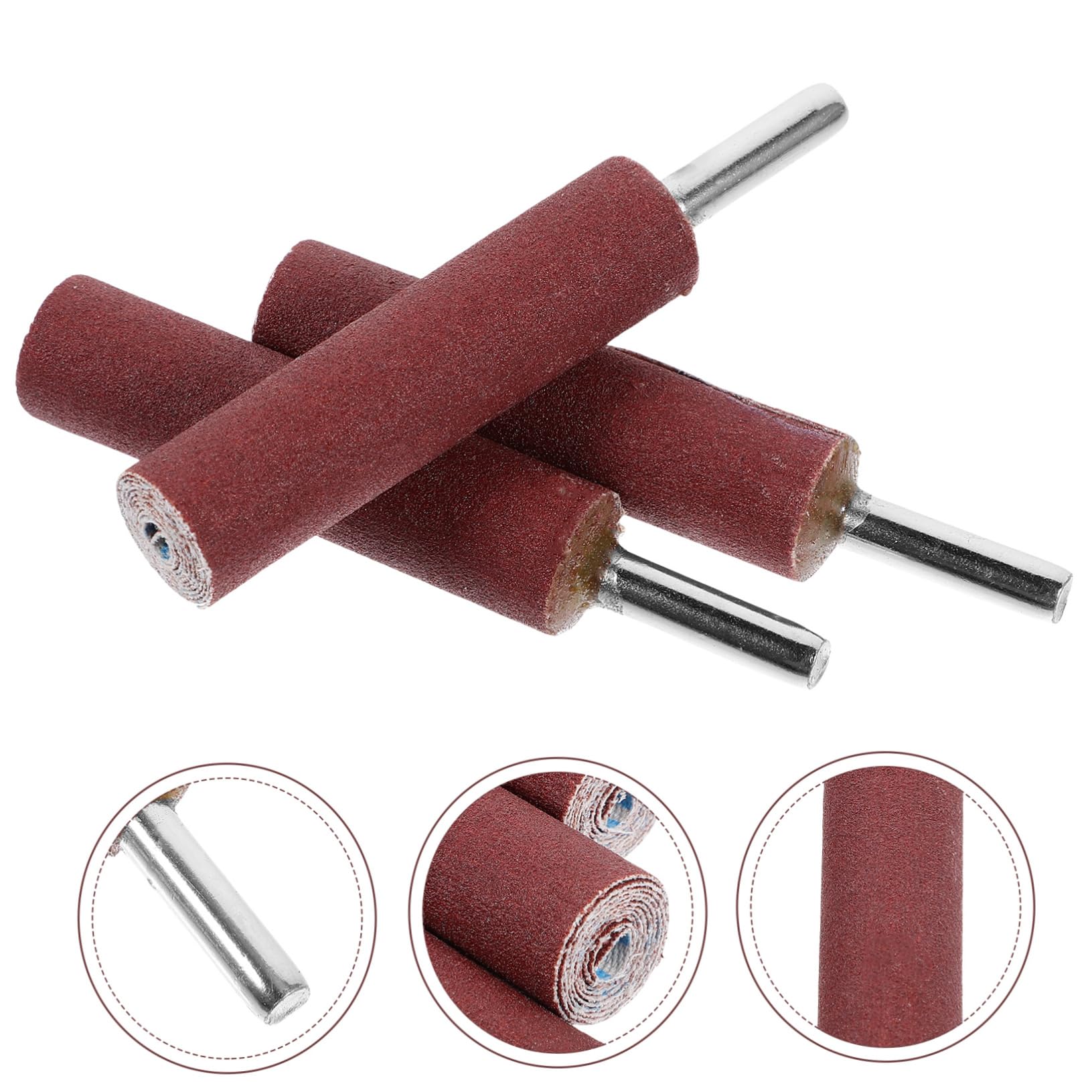 3pezzi Bacchette Tamburo Abrasive in Ferro Nastro Abrasivo Marrone 240 Grit per Levigatura Precisa e Operazione Manuale Comoda per Progetti di Lavoro su Metallo e Legno