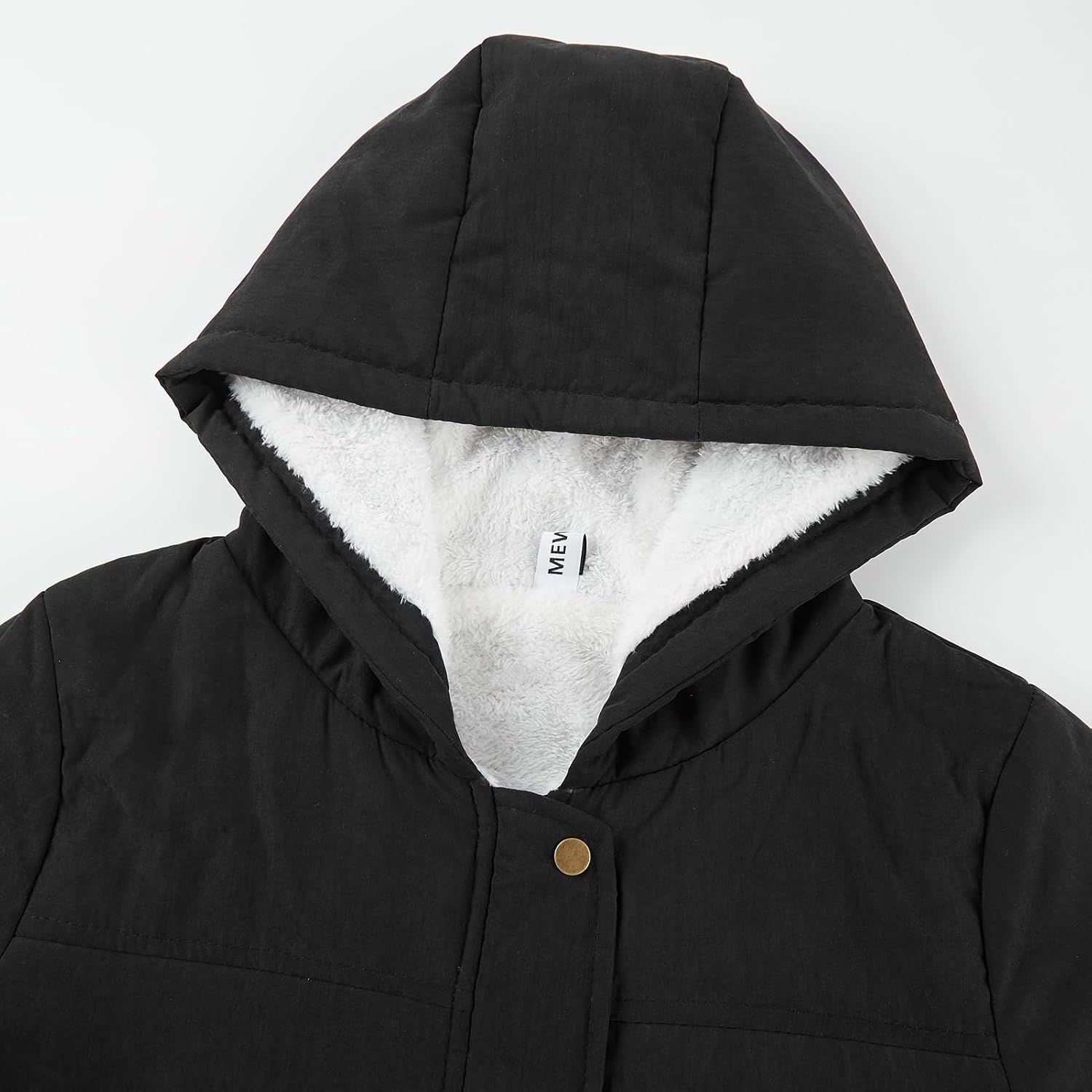 MEWOW Women's Winter Mid Length Thick Warm Faux Lamb Wool Lined Jacket Casual Coat - Image 8