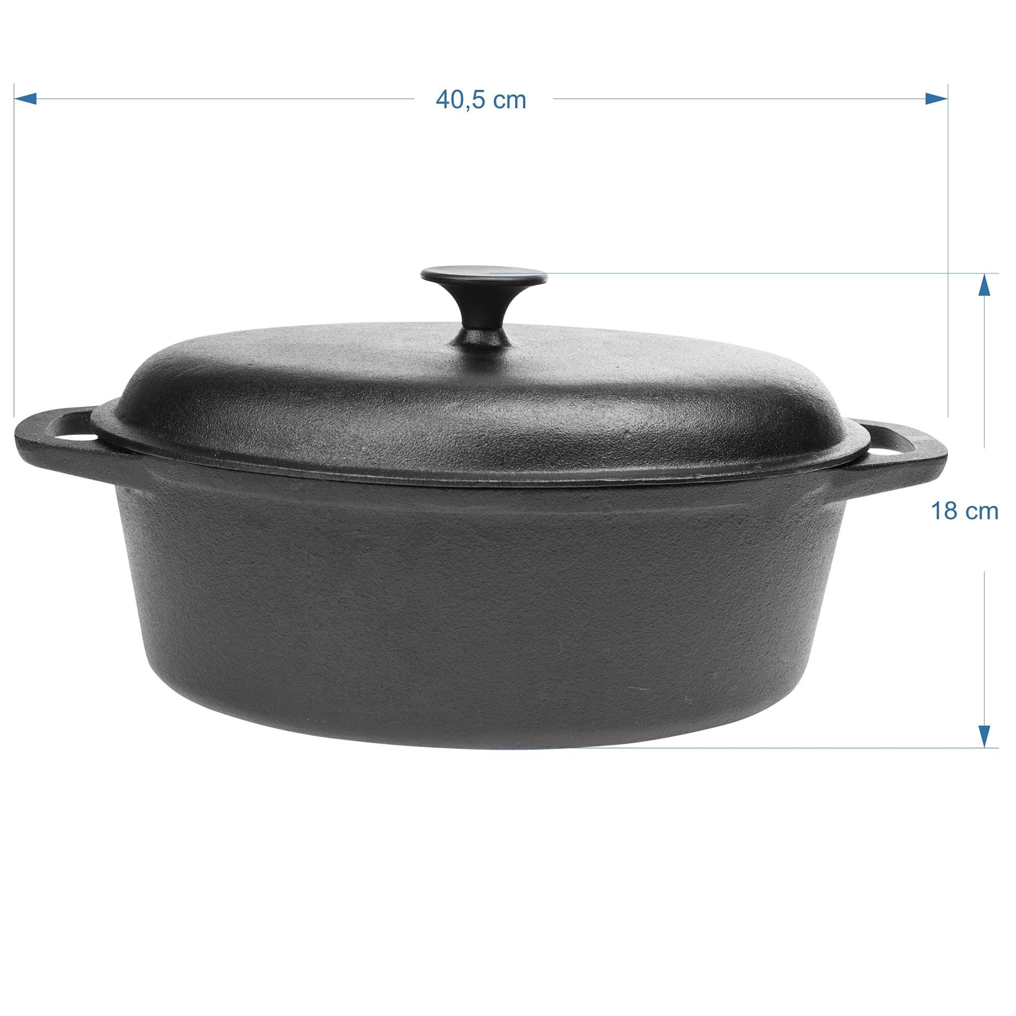 BROWIN® Marmite en fonte 330525 | Cocotte traditionnelle en fonte | Pot à pain robuste avec couvercle pour induction, four et cuisinière | Cocotte pour cuisiner, braiser, rôtir, frire | Noir 5,5 l