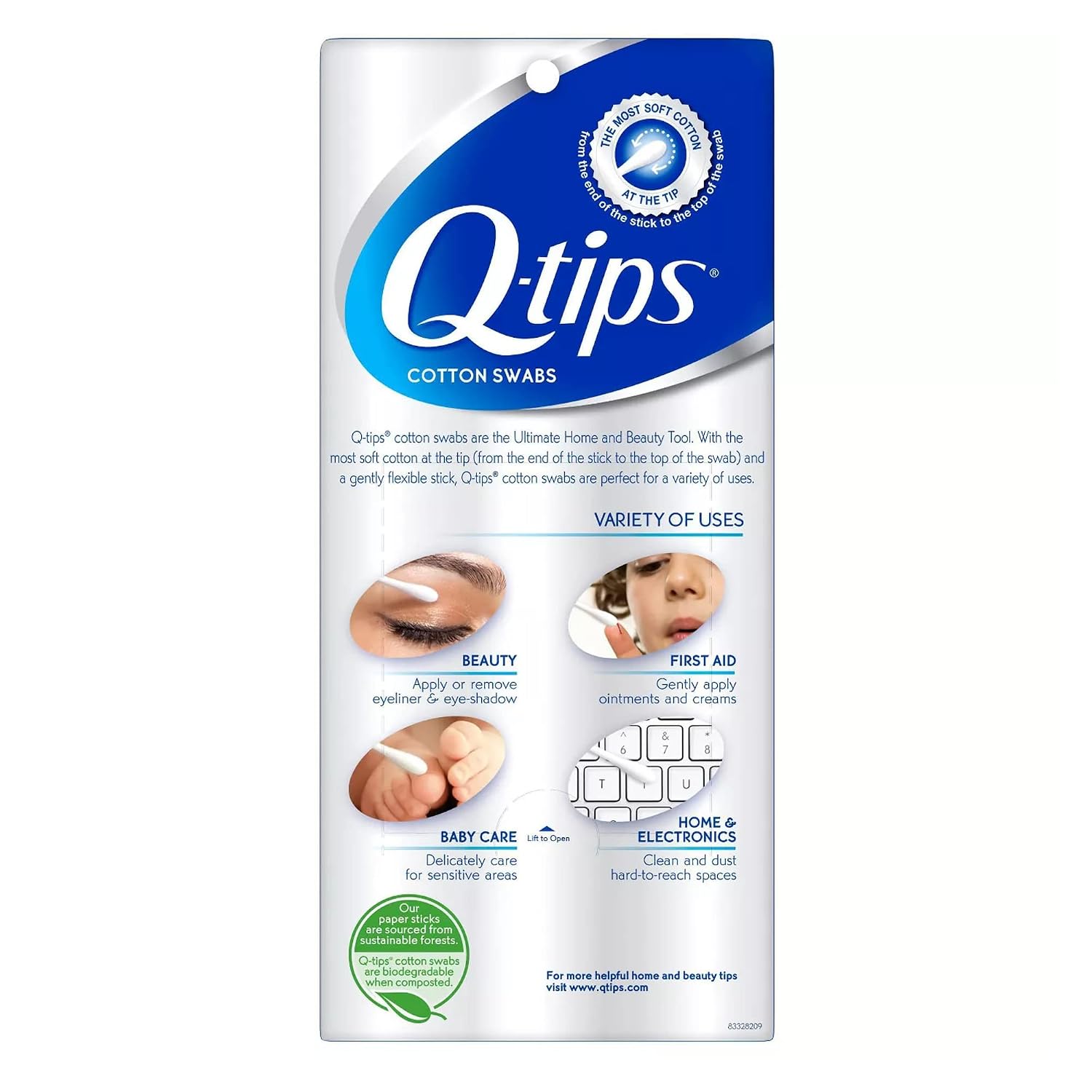 Q-Tips Swabs, Size 375, Pack of 2