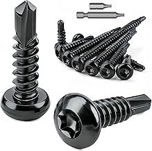 Pack of 120 Drilling Screws Torx Stainless Steel Rounded Head Self-Drilling Screws M4.2 x 16 mm, Self-Tapping Screws Stainless Steel 410 Black Tapping Screws DIN 7504 Metal Roofing Screws for