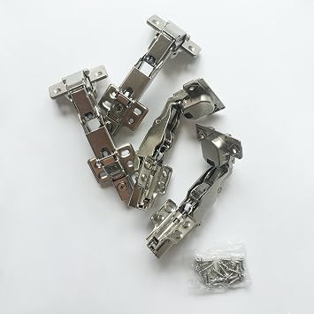 165 Degree Full Overlay 35mm Hinges with Hydraulic Damper for Kitchen Cabinet Cupboard Wardrobe Door Metal Soft Close Hinge with Cushioning and Buffering Pack of 4