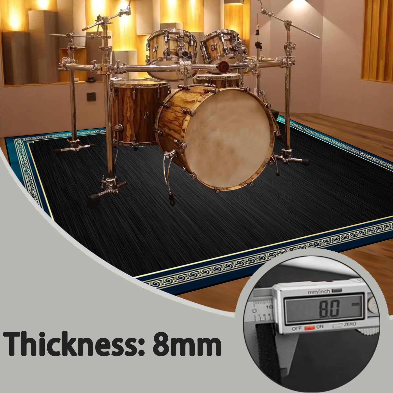 230 x 180 cm Tappeto per Batteria Acustica Tappeto Drum Antiscivolo Tamburo Tappeto, Tappeto Batteria Elettronica Professionale Assorbimento degli Urti Insonorizzato Antiscivolo Tappeto a Tamburo
