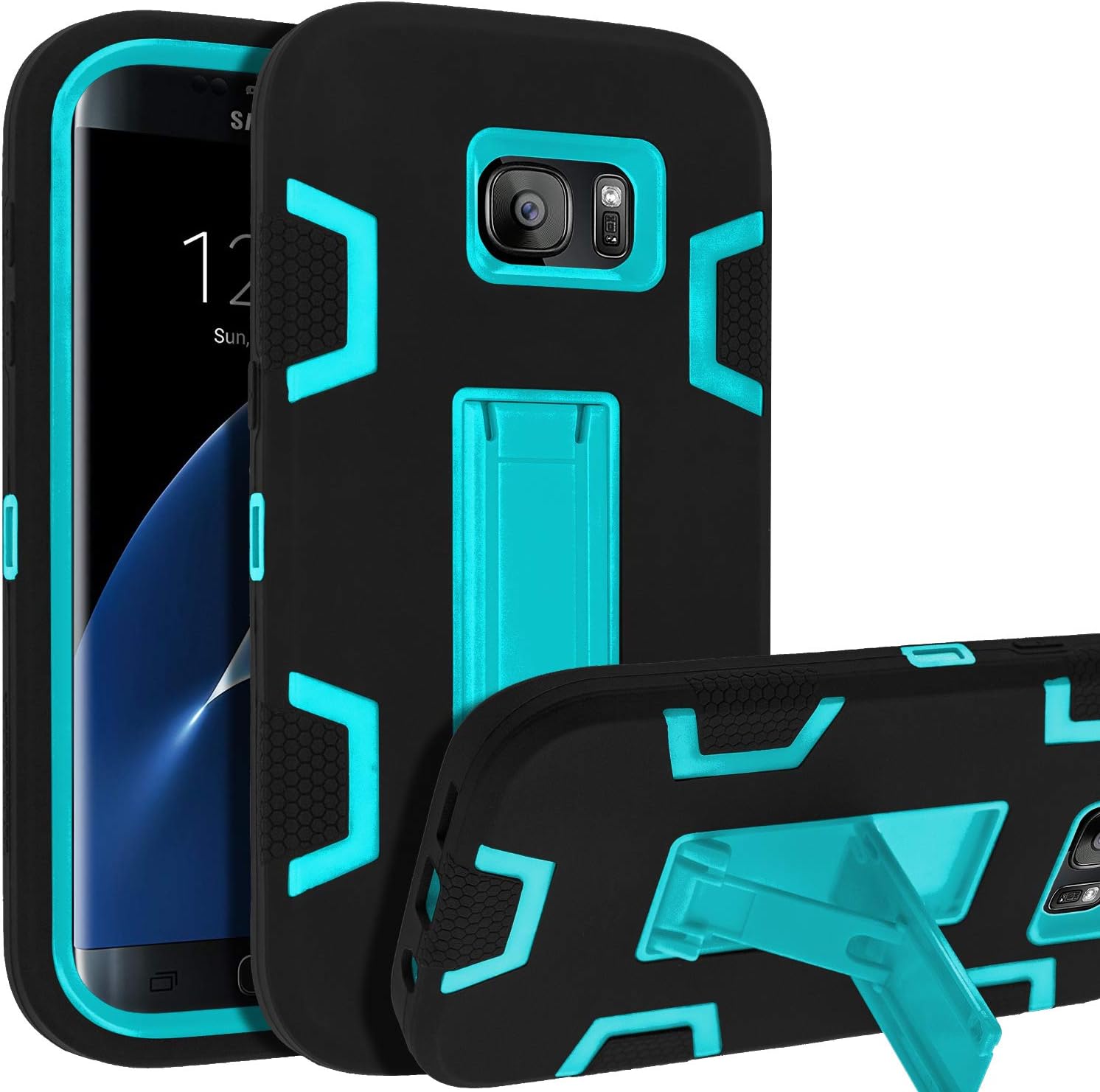 Samsung Galaxy S7 Edge Case, Galaxy S7 Edge Case, SENON Slim-fit Shockproof Anti-Scratch Anti-Fingerprint Kickstand Protective Case Cover for Samsung Galaxy S7 Edge (Dark Blue)