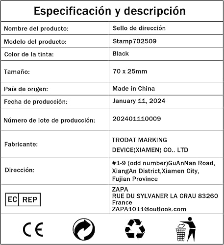 Miniatura 8 de Sello personalizado (2.756 x 0.984 in, 5 líneas), sellos de goma autoentintados personalizados, sello de dirección personalizado de devolución