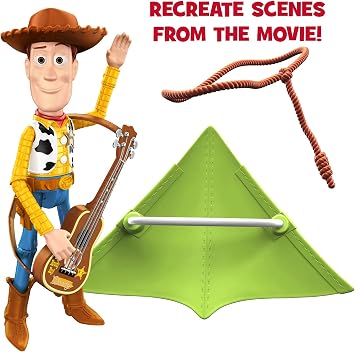 Toy Story 4 25th Anniversary Woody Figure in True to Movie Scale with Guitar, Lasso, Kite for Creative Play, Highly Posable, Collectible Adult and Kids Birthday Gift Ages 3 and Up