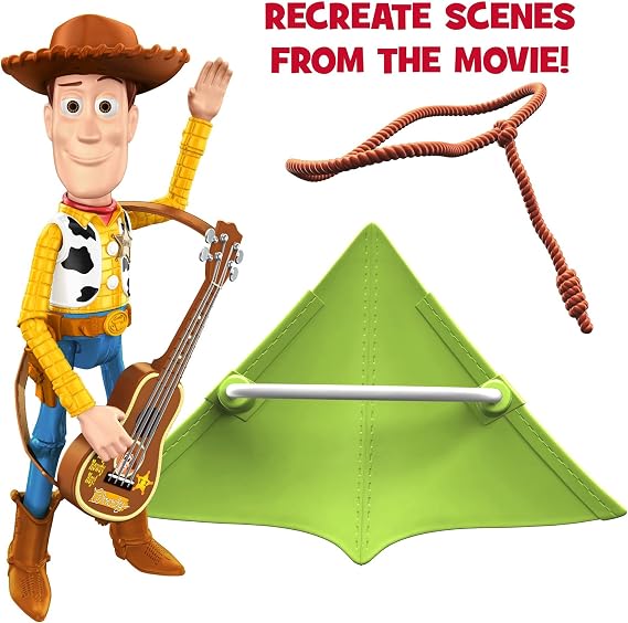 Toy Story 4 25th Anniversary Woody Figure in True to Movie Scale with Guitar, Lasso, Kite for Creative Play, Highly Posable, Collectible Adult and Kids Birthday Gift Ages 3 and Up