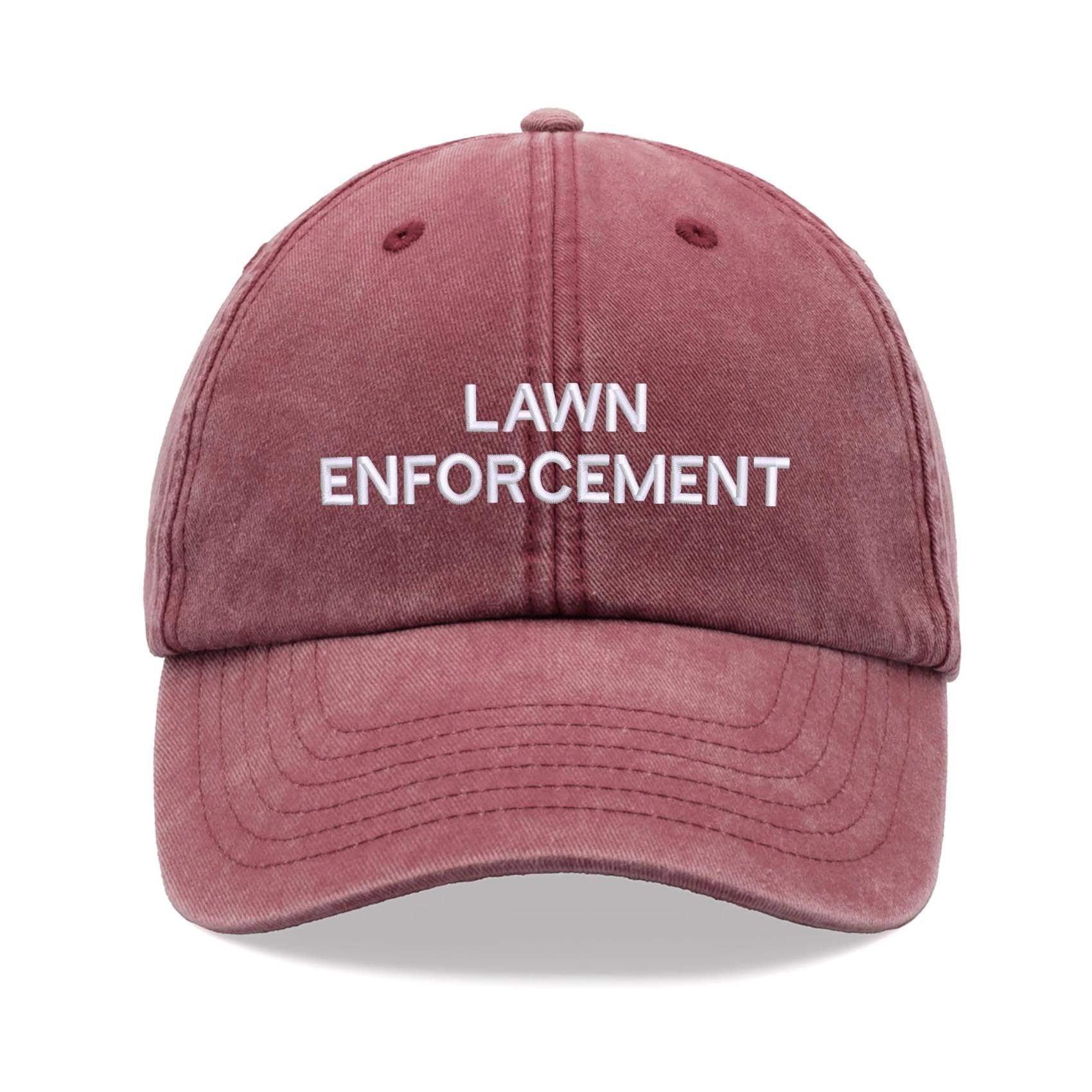 Cap Base Unisex Red Lawn Enforcement Baseball Cap Vintage Washed Dad Hat Adjustable