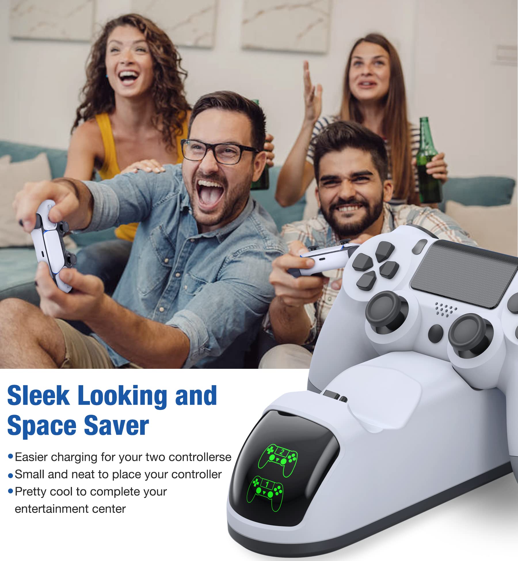 Stacja dokująca do kontrolera PS4 z kablem do ładowania, szybkie ładowanie 1,8 godziny, kontrolery PS4, stacja ładująca do ładowarki PlayStation 4 Dualshock 4