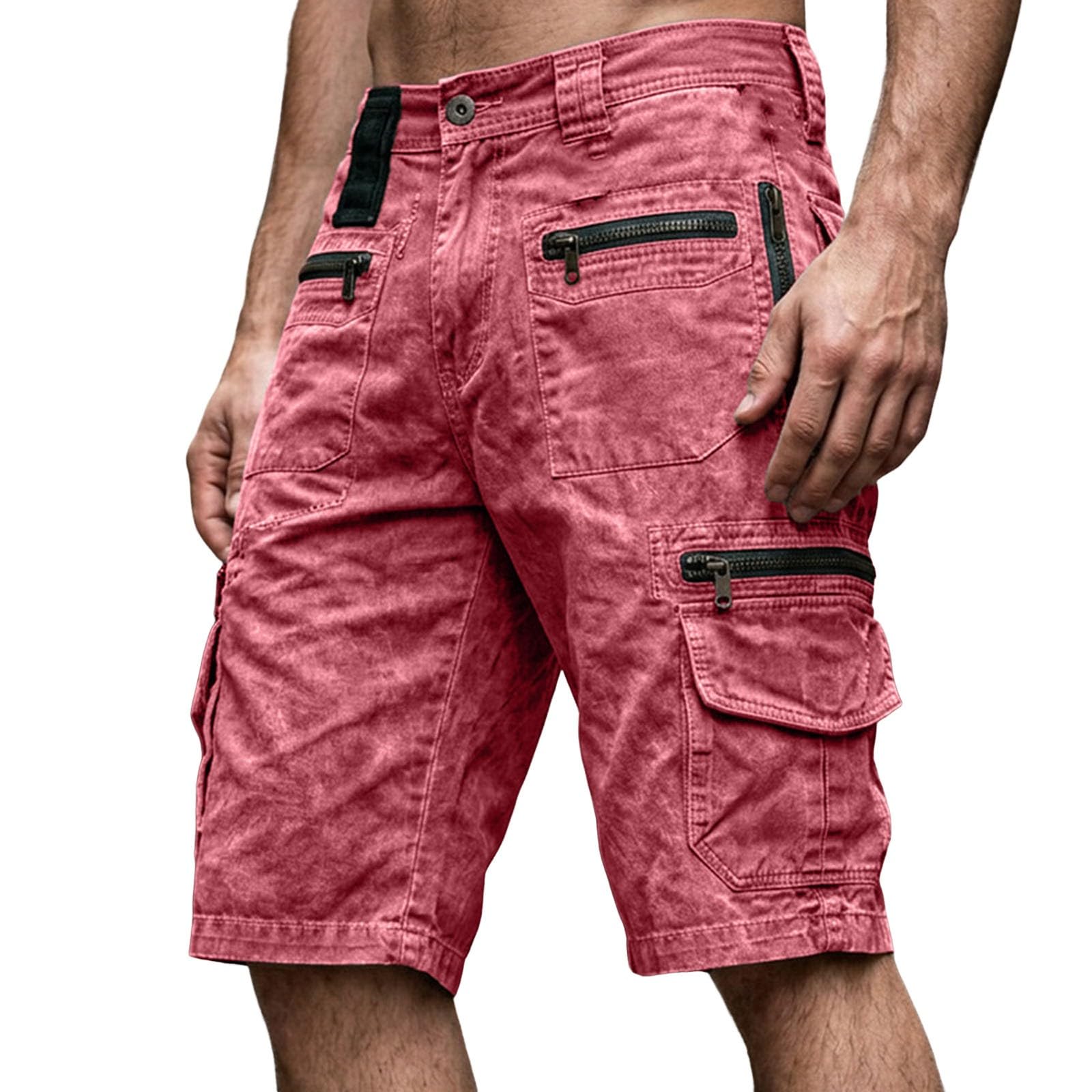 Pantalones cortos de verano para hombre, elásticos, chinos, cargo, vintage, monocolor, para exteriores, con textura, pantalones cortos de trabajo con bolsillos, 3/4 de longitud, pantalones de ocio