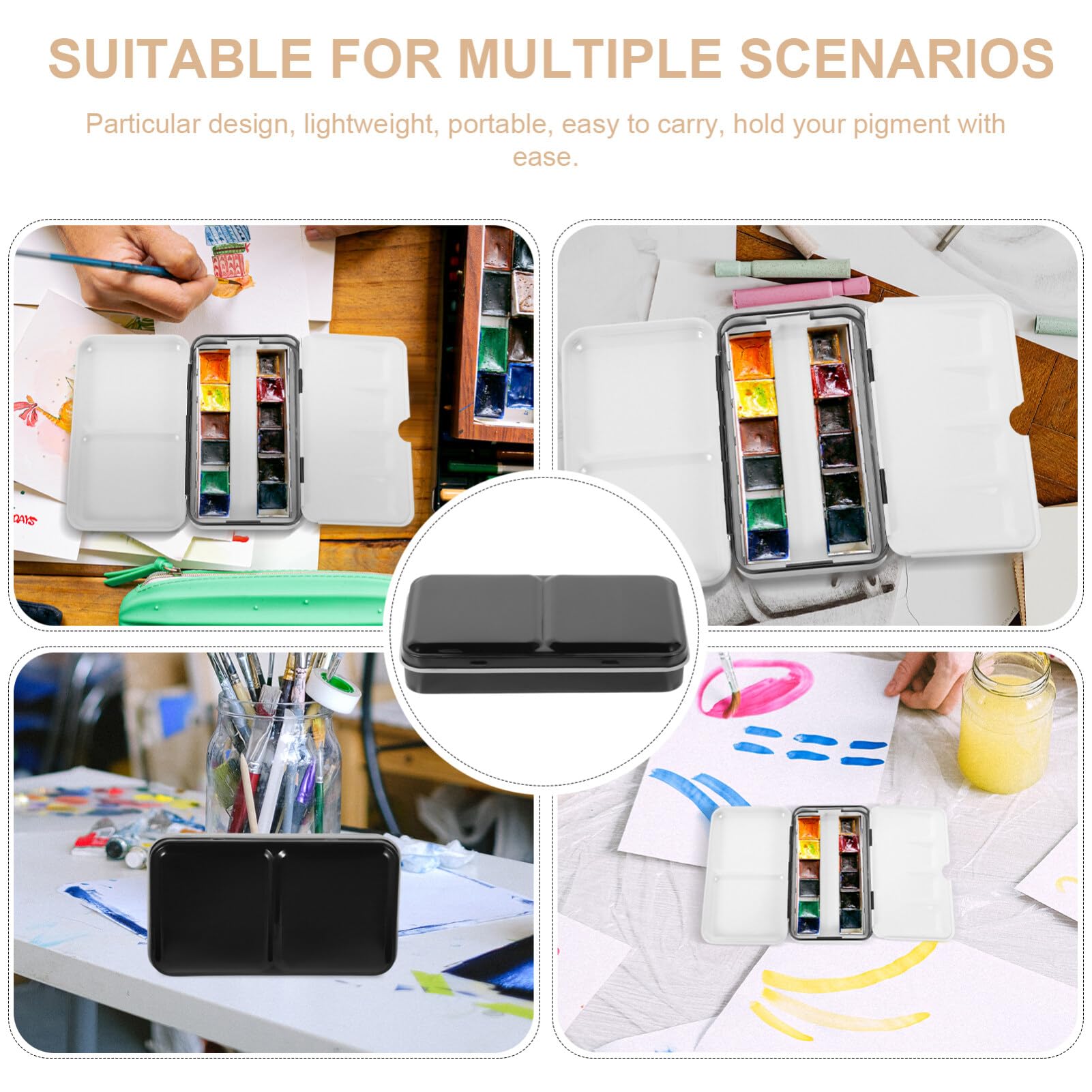 SUPVOX Boîte Vide Aquarelle Métallique Compacte 12 Demi-Godets Palette pour Peinture Voyage Studio Et Extérieur